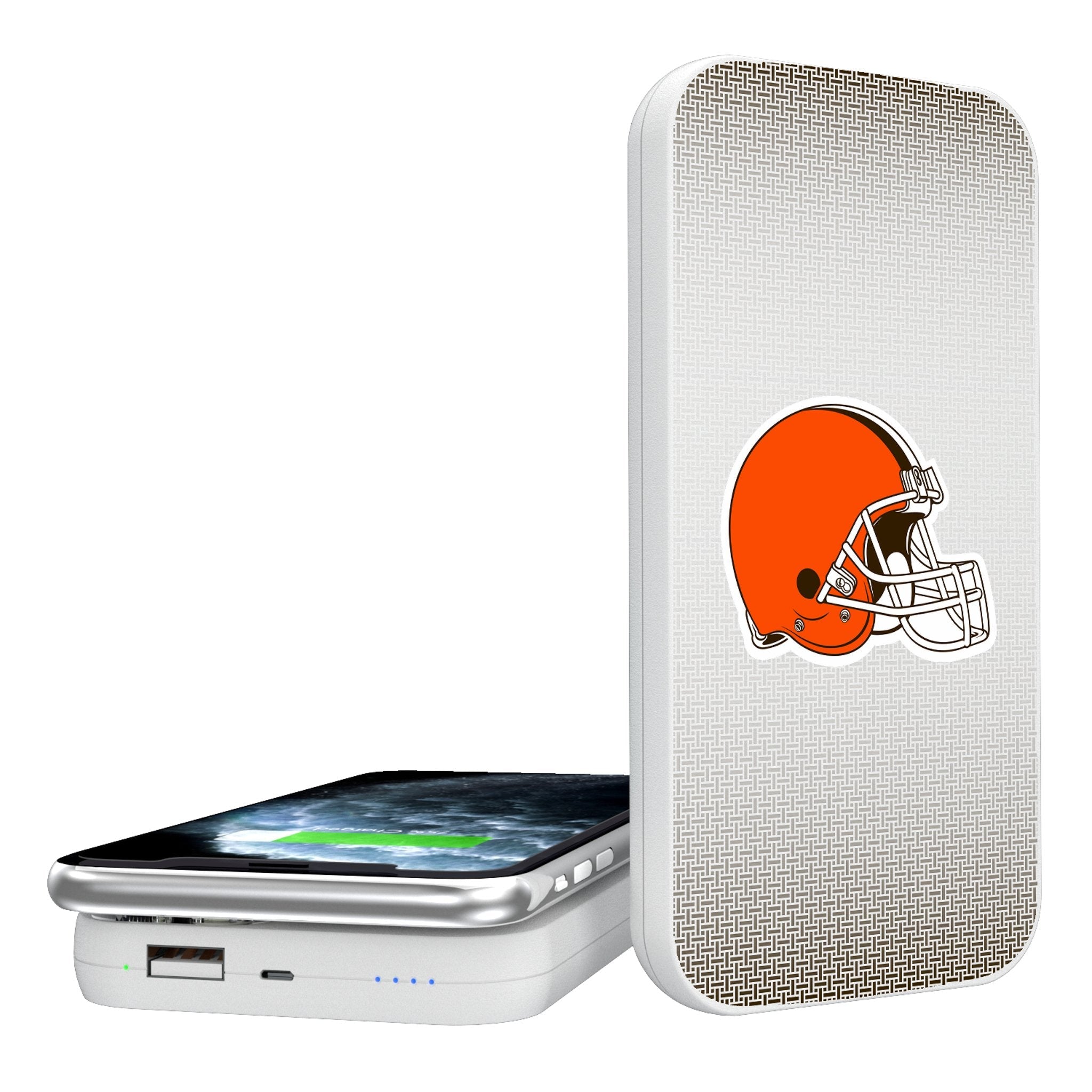 Cleveland Browns Linen 5000mAh Portable Wireless Charger - Sports Gifts, Sports Memorabilia, Sports Collectibles, Fan Shop