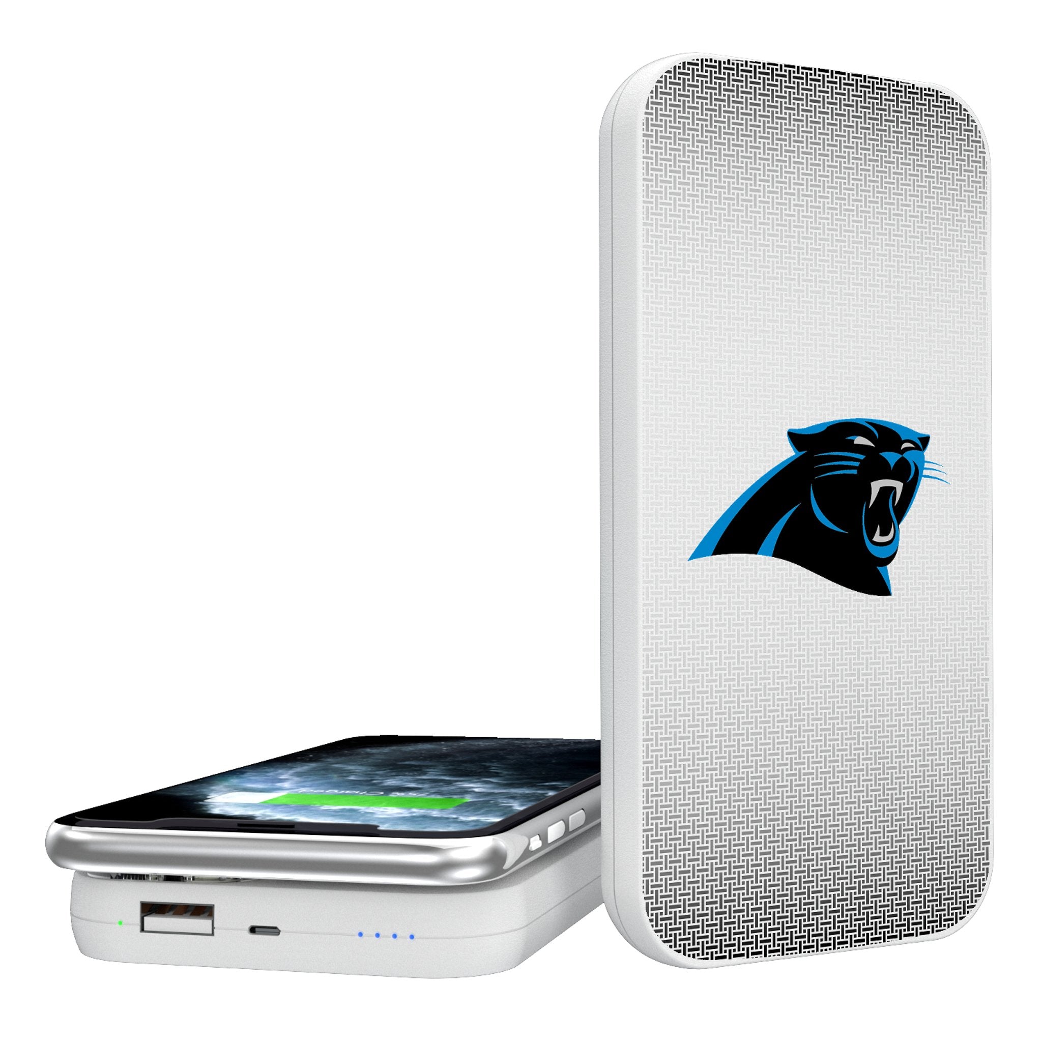 Carolina Panthers Linen 5000mAh Portable Wireless Charger - Sports Gifts, Sports Memorabilia, Sports Collectibles, Fan Shop