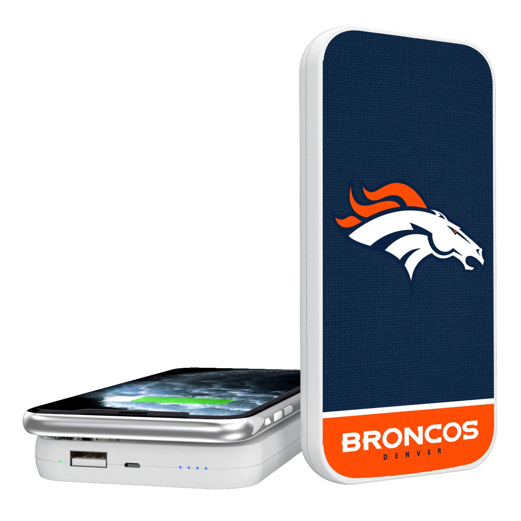 Denver Broncos Endzone Solid 5000mAh Portable Wireless Charger - Sports Gifts, Sports Memorabilia, Sports Collectibles, Fan Shop