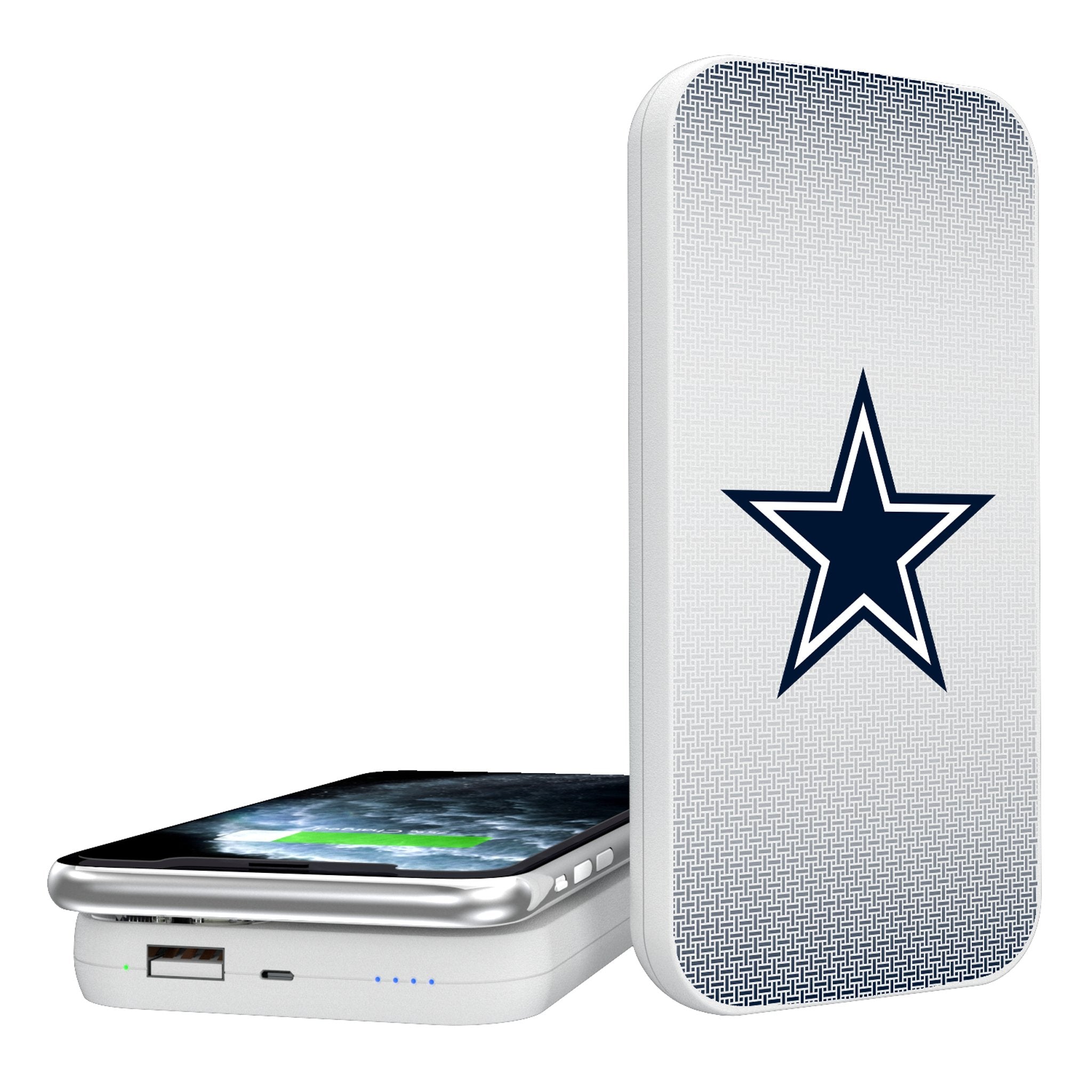 Dallas Cowboys Linen 5000mAh Portable Wireless Charger - Sports Gifts, Sports Memorabilia, Sports Collectibles, Fan Shop