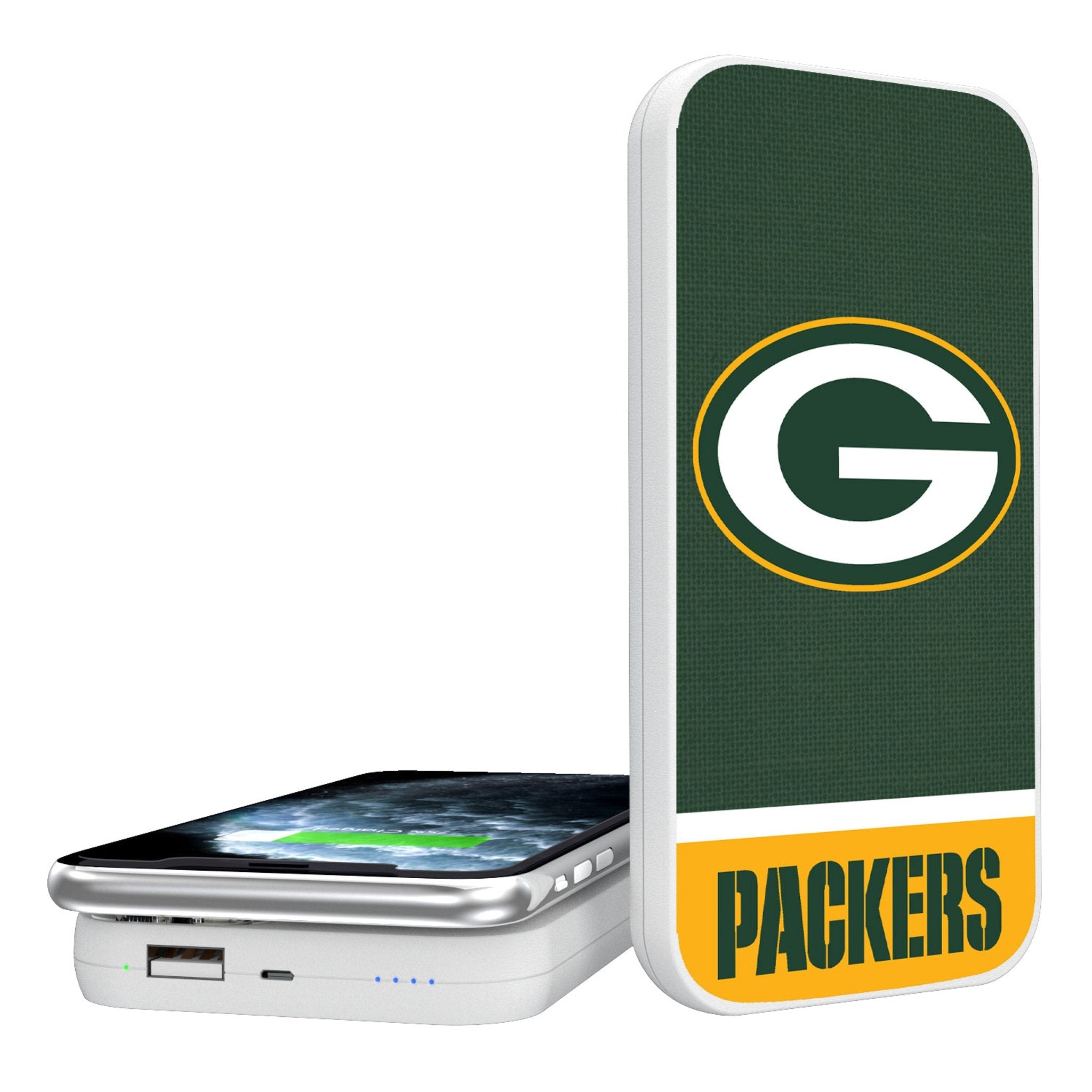 Green Bay Packers Endzone Solid 5000mAh Portable Wireless Charger - Sports Gifts, Sports Memorabilia, Sports Collectibles, Fan Shop