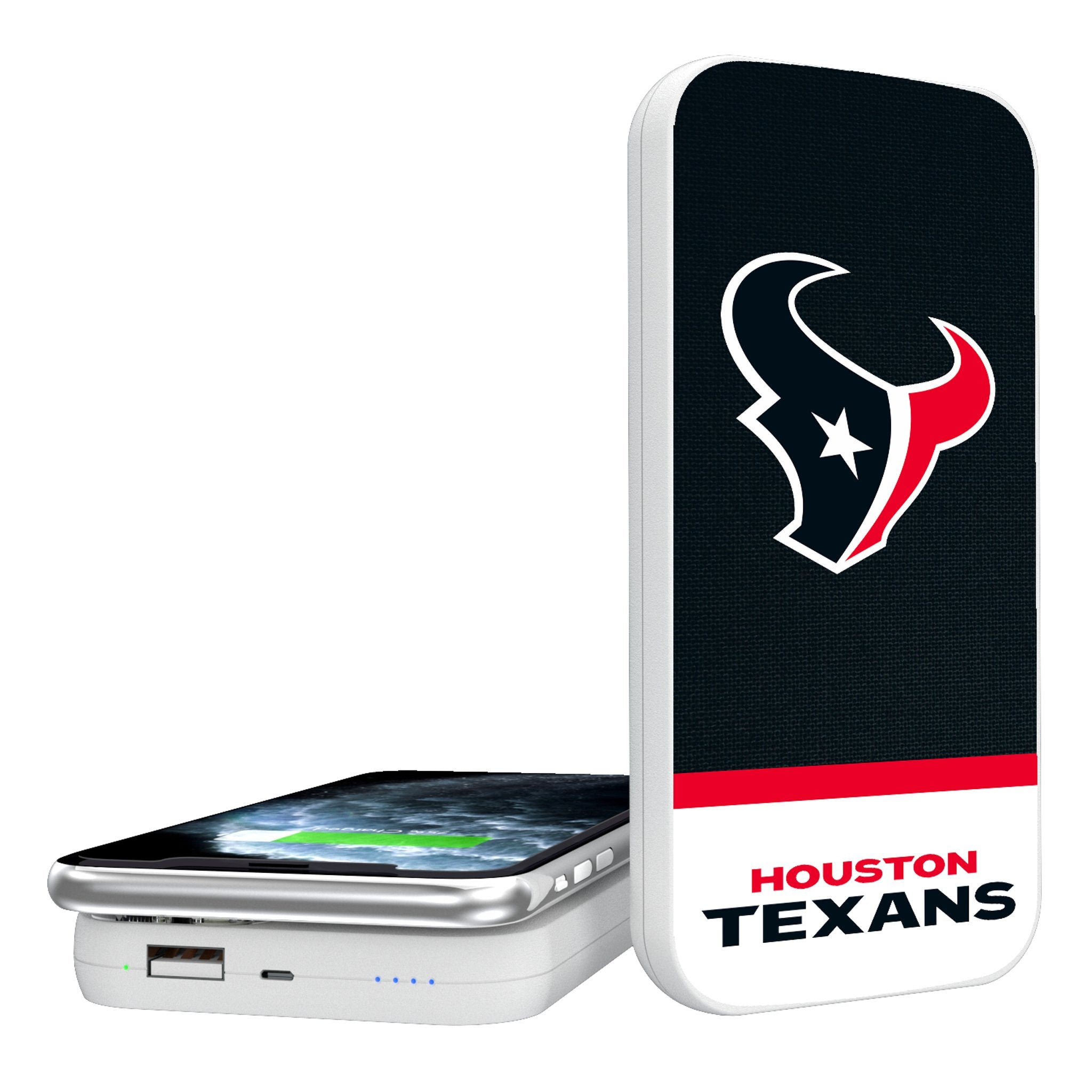 Houston Texans Endzone Solid 5000mAh Portable Wireless Charger - Sports Gifts, Sports Memorabilia, Sports Collectibles, Fan Shop