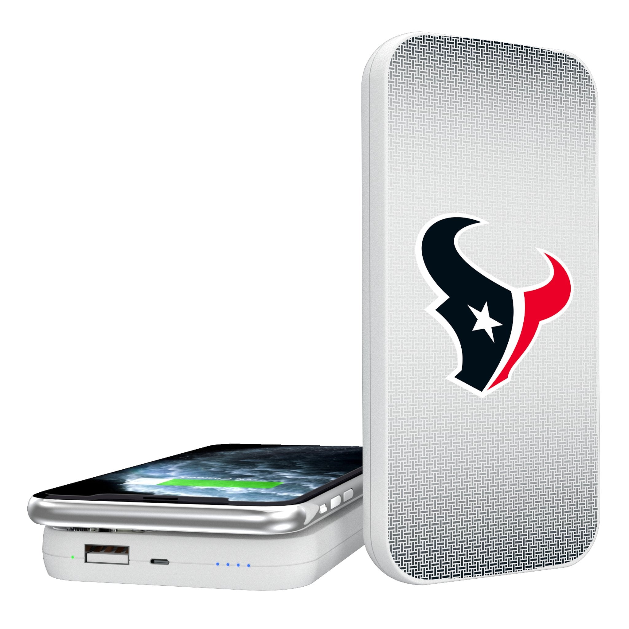 Houston Texans Linen 5000mAh Portable Wireless Charger - Sports Gifts, Sports Memorabilia, Sports Collectibles, Fan Shop