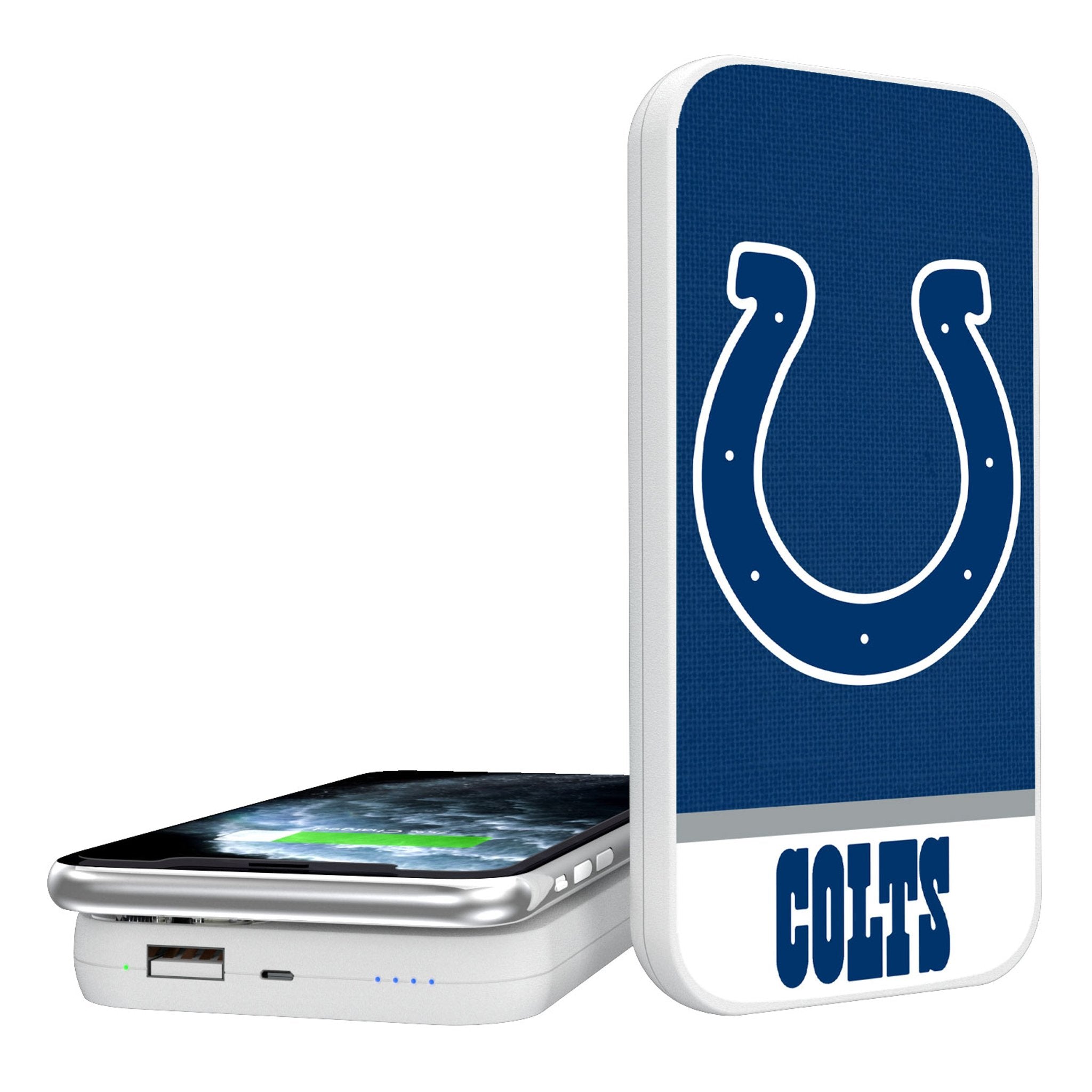 Indianapolis Colts Endzone Solid 5000mAh Portable Wireless Charger - Sports Gifts, Sports Memorabilia, Sports Collectibles, Fan Shop
