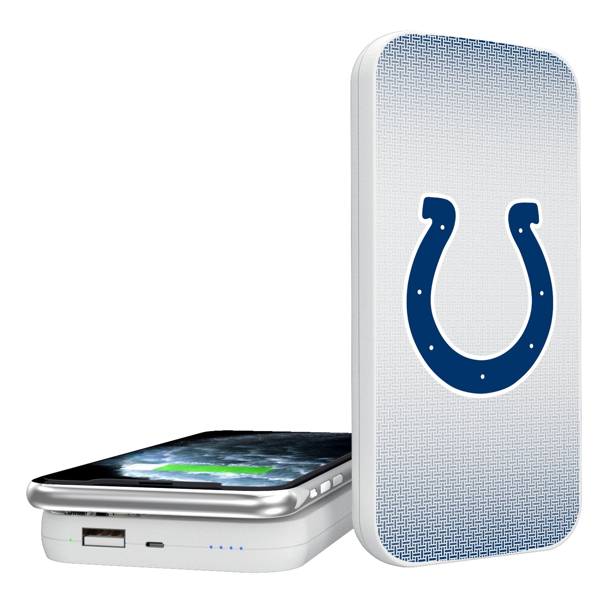 Indianapolis Colts Linen 5000mAh Portable Wireless Charger - Sports Gifts, Sports Memorabilia, Sports Collectibles, Fan Shop