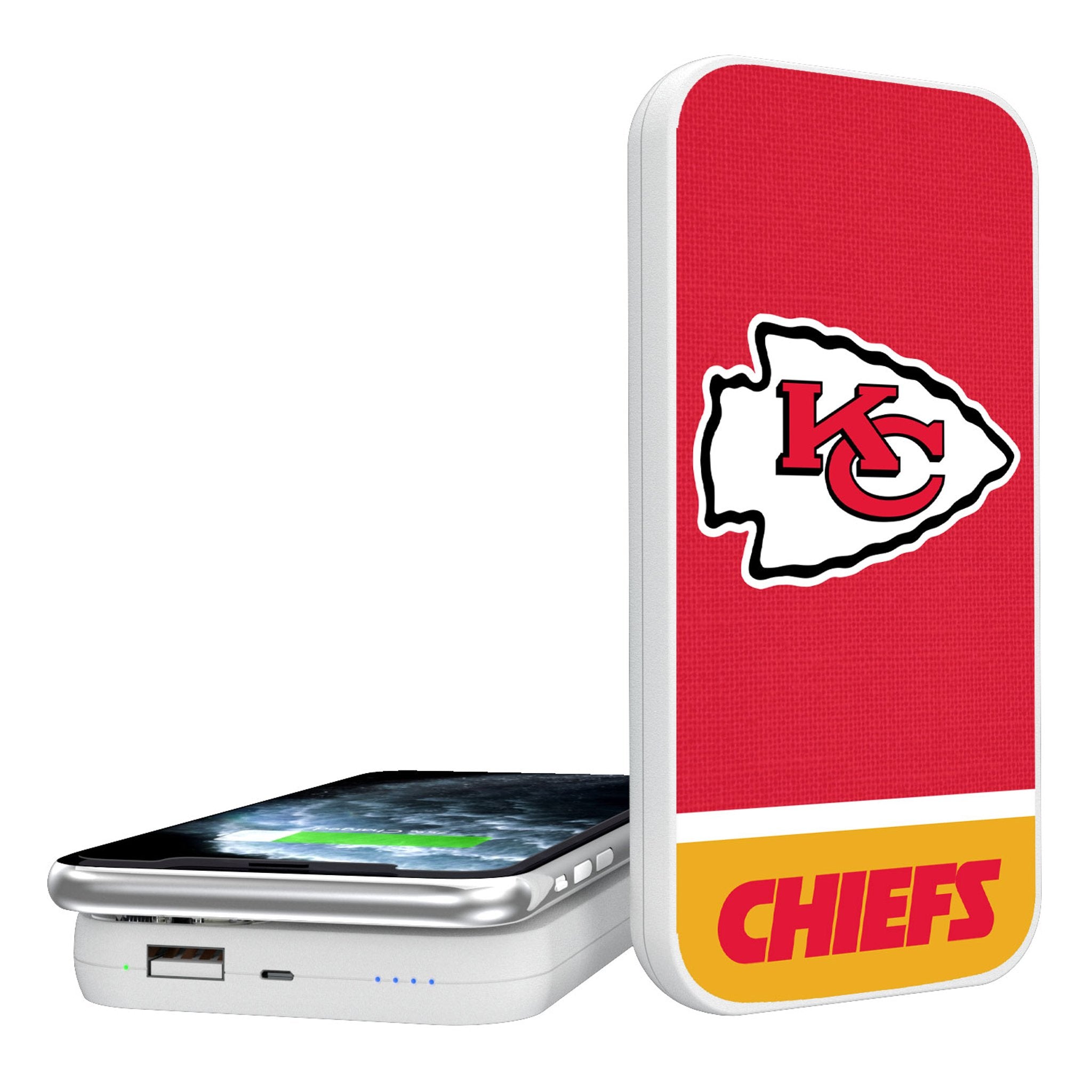 Kansas City Chiefs Endzone Solid 5000mAh Portable Wireless Charger - Sports Gifts, Sports Memorabilia, Sports Collectibles, Fan Shop