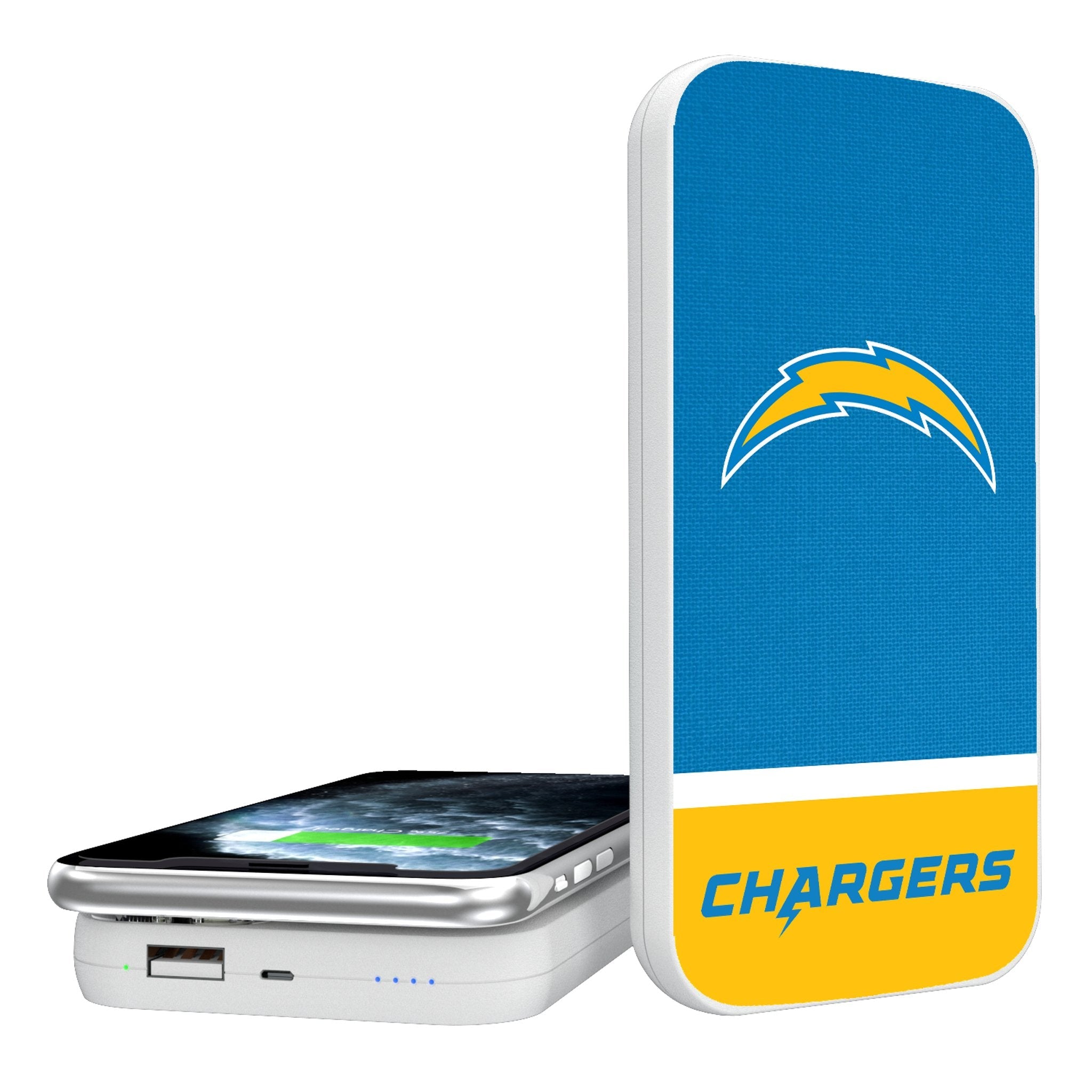 Los Angeles Chargers Endzone Solid 5000mAh Portable Wireless Charger - Sports Gifts, Sports Memorabilia, Sports Collectibles, Fan Shop