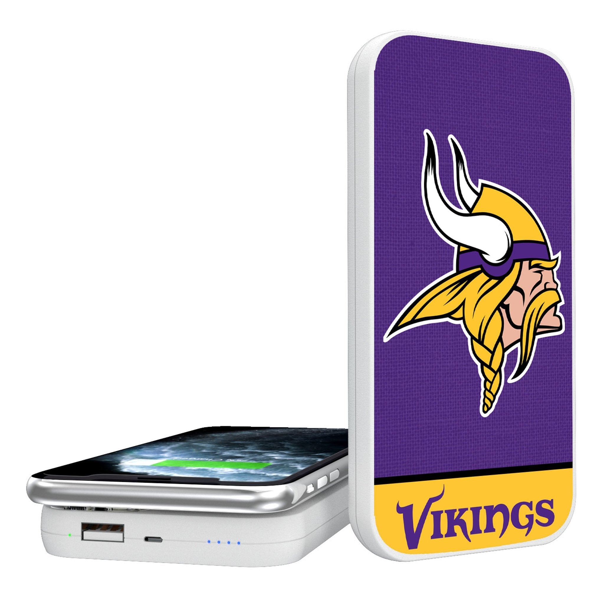 Minnesota Vikings Endzone Solid 5000mAh Portable Wireless Charger - Sports Gifts, Sports Memorabilia, Sports Collectibles, Fan Shop