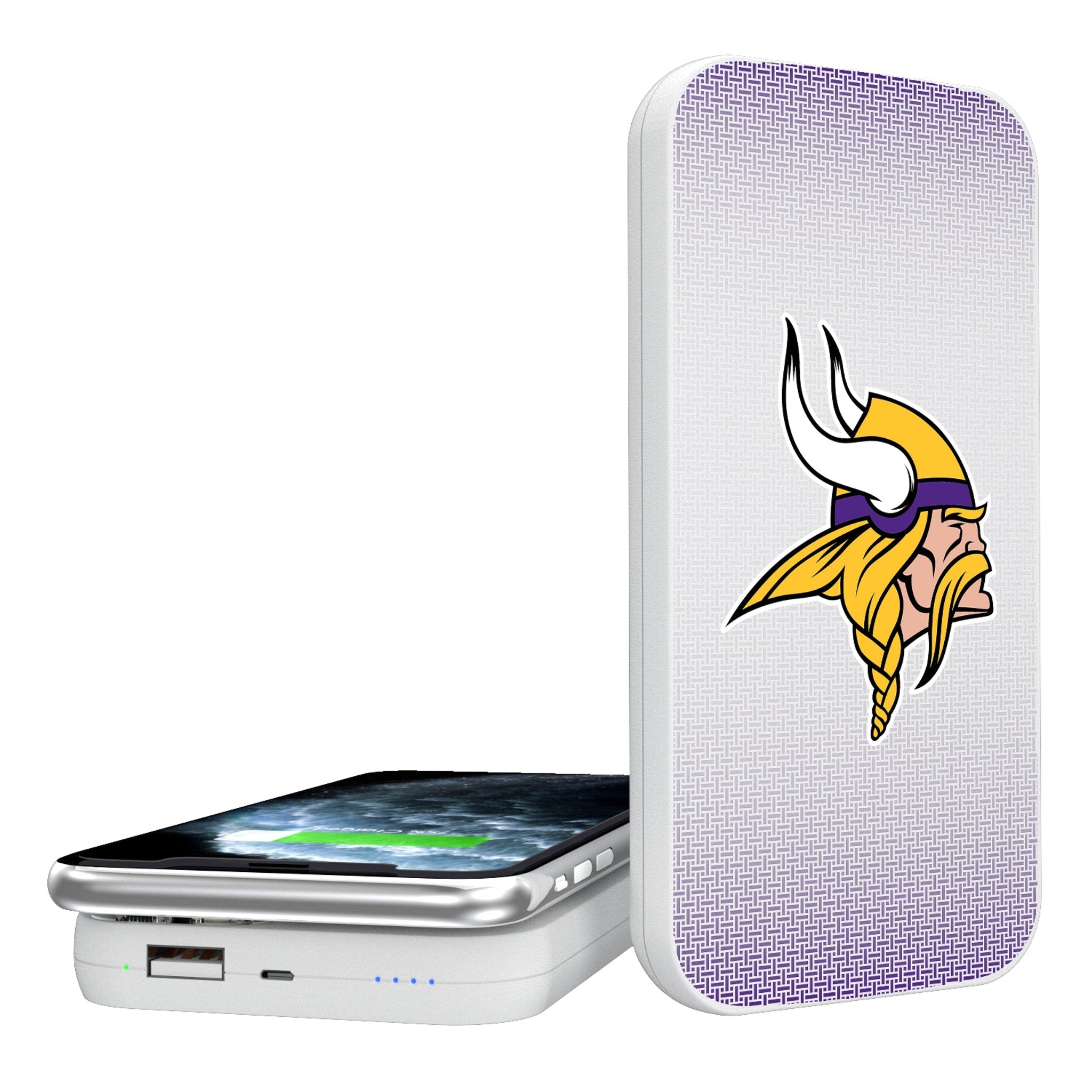 Minnesota Vikings Linen 5000mAh Portable Wireless Charger - Sports Gifts, Sports Memorabilia, Sports Collectibles, Fan Shop