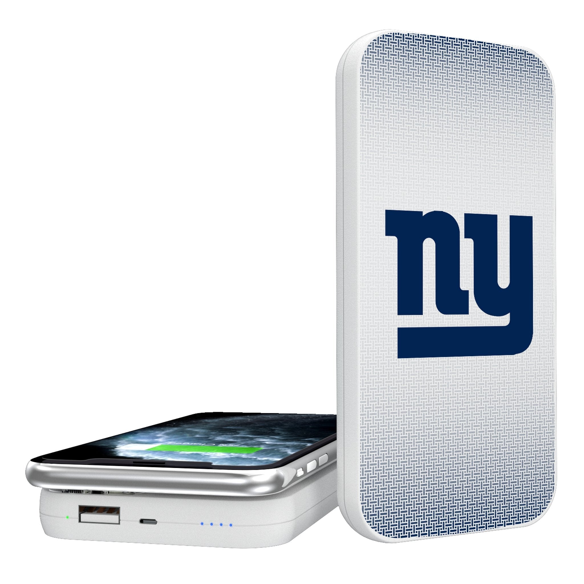 New York Giants Linen 5000mAh Portable Wireless Charger - Sports Gifts, Sports Memorabilia, Sports Collectibles, Fan Shop