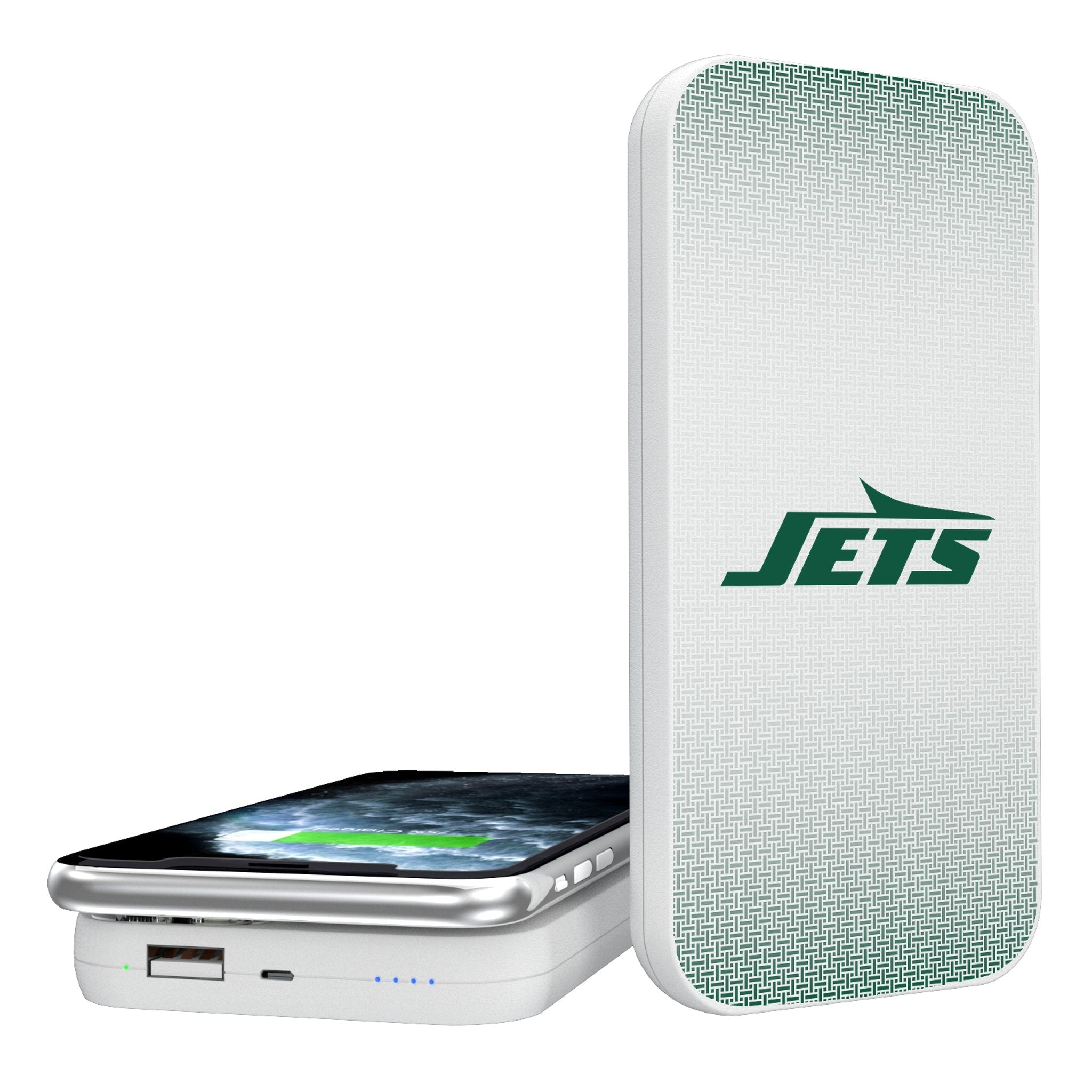 New York Jets Linen 5000mAh Portable Wireless Charger - Sports Gifts, Sports Memorabilia, Sports Collectibles, Fan Shop