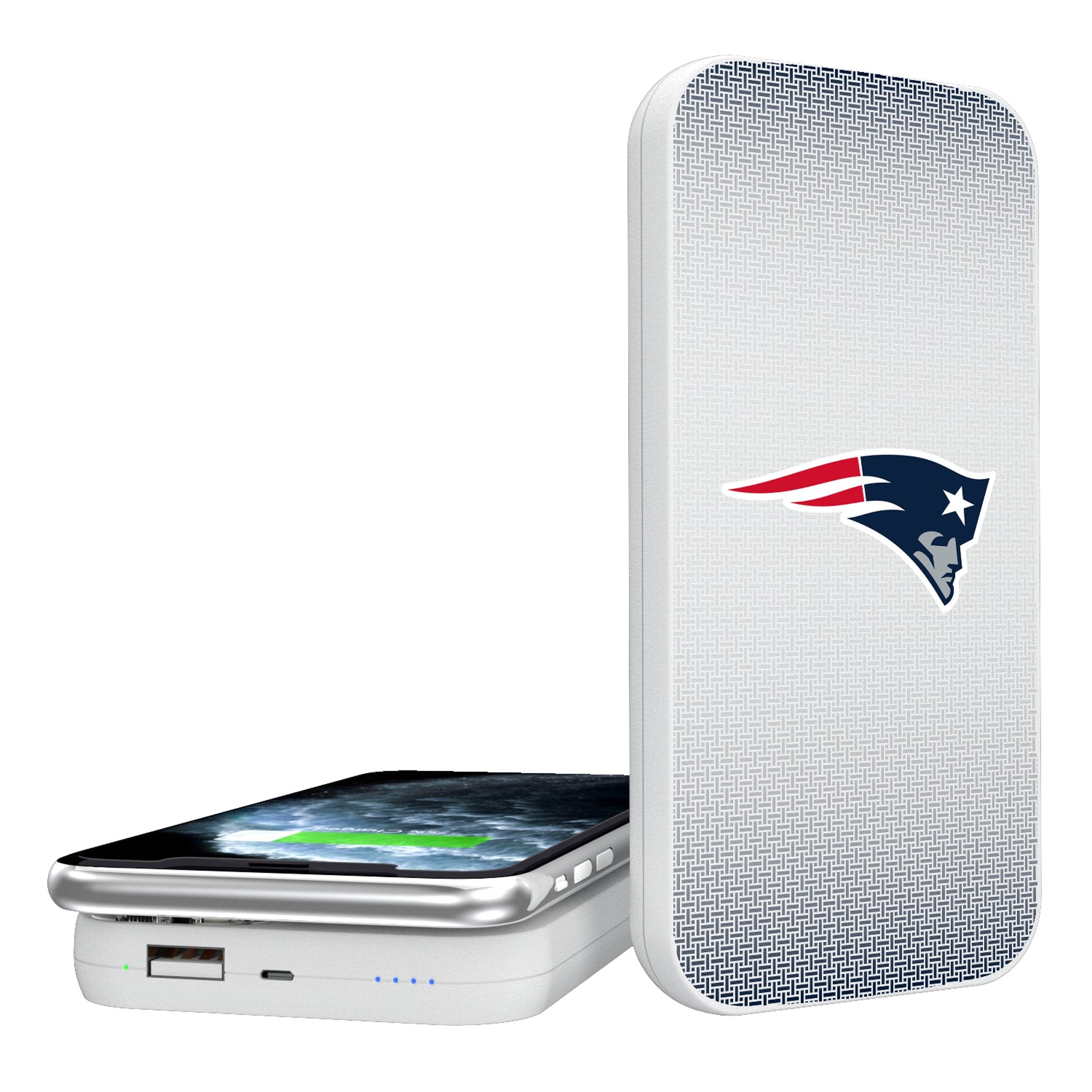 New England Patriots Linen 5000mAh Portable Wireless Charger - Sports Gifts, Sports Memorabilia, Sports Collectibles, Fan Shop