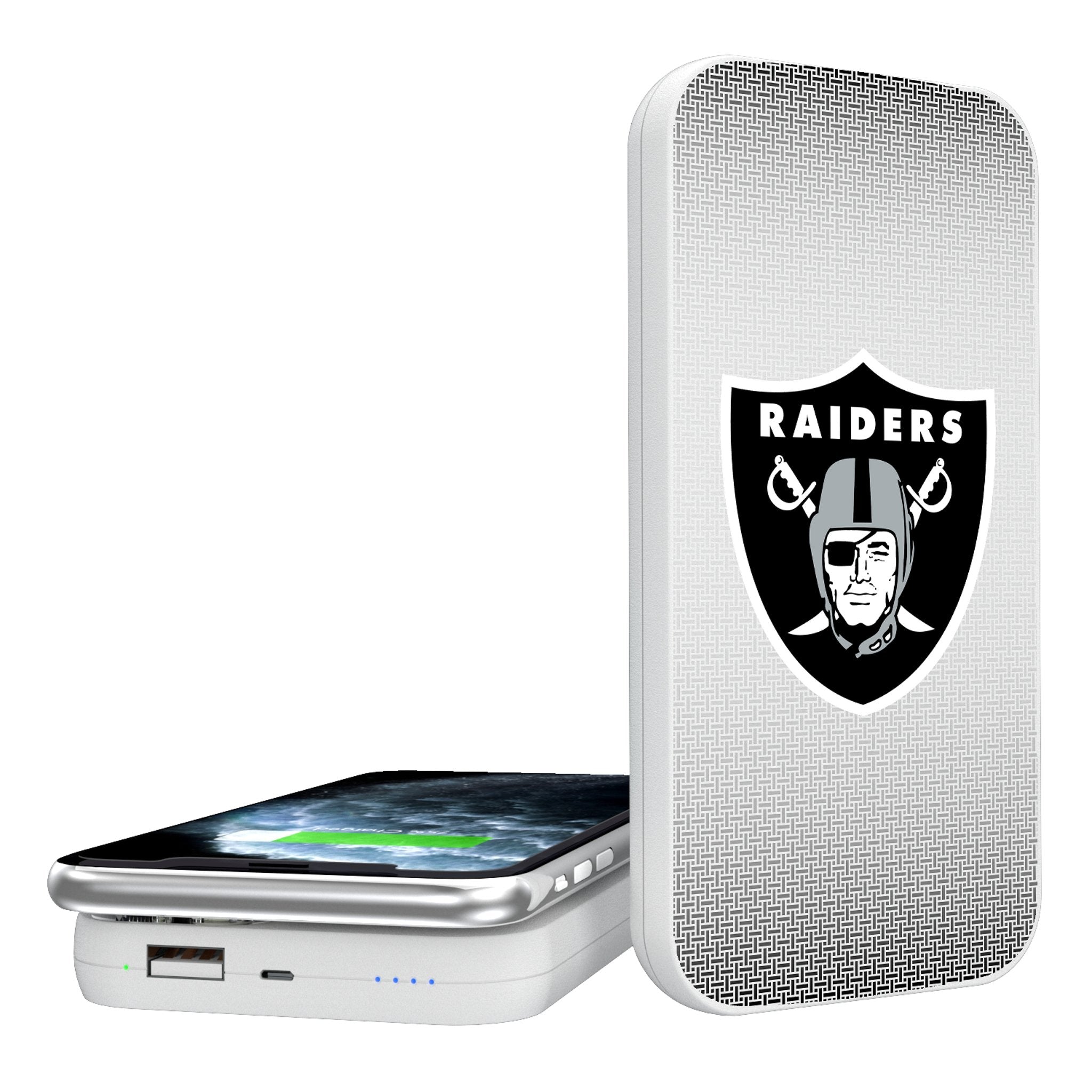 Las Vegas Raiders Linen 5000mAh Portable Wireless Charger - Sports Gifts, Sports Memorabilia, Sports Collectibles, Fan Shop