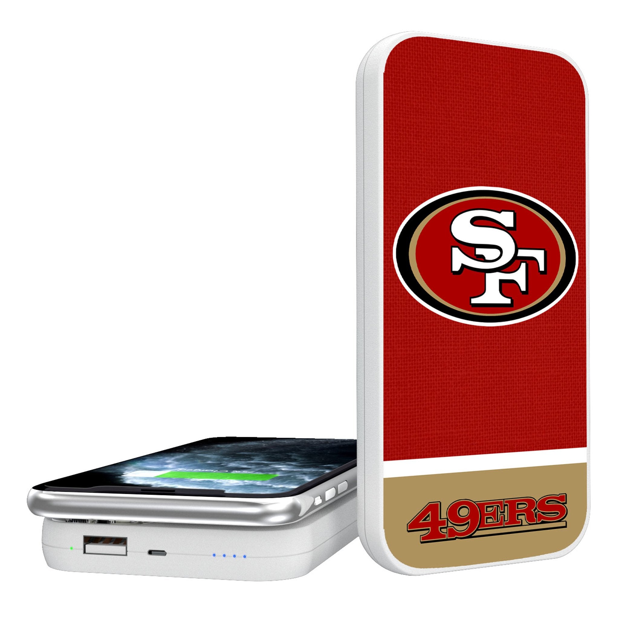 San Francisco 49ers Endzone Solid 5000mAh Portable Wireless Charger - Sports Gifts, Sports Memorabilia, Sports Collectibles, Fan Shop