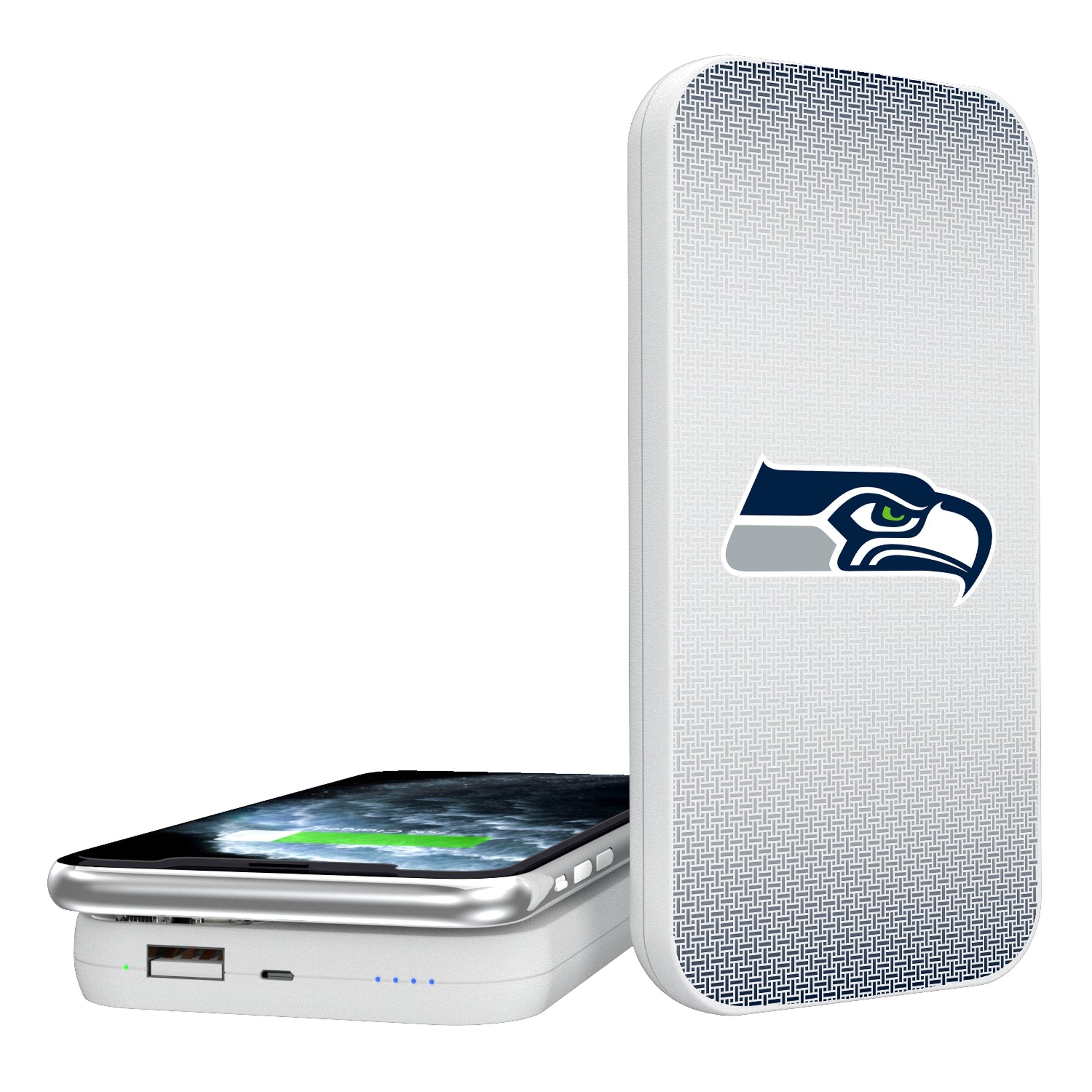 Seattle Seahawks Linen 5000mAh Portable Wireless Charger - Sports Gifts, Sports Memorabilia, Sports Collectibles, Fan Shop