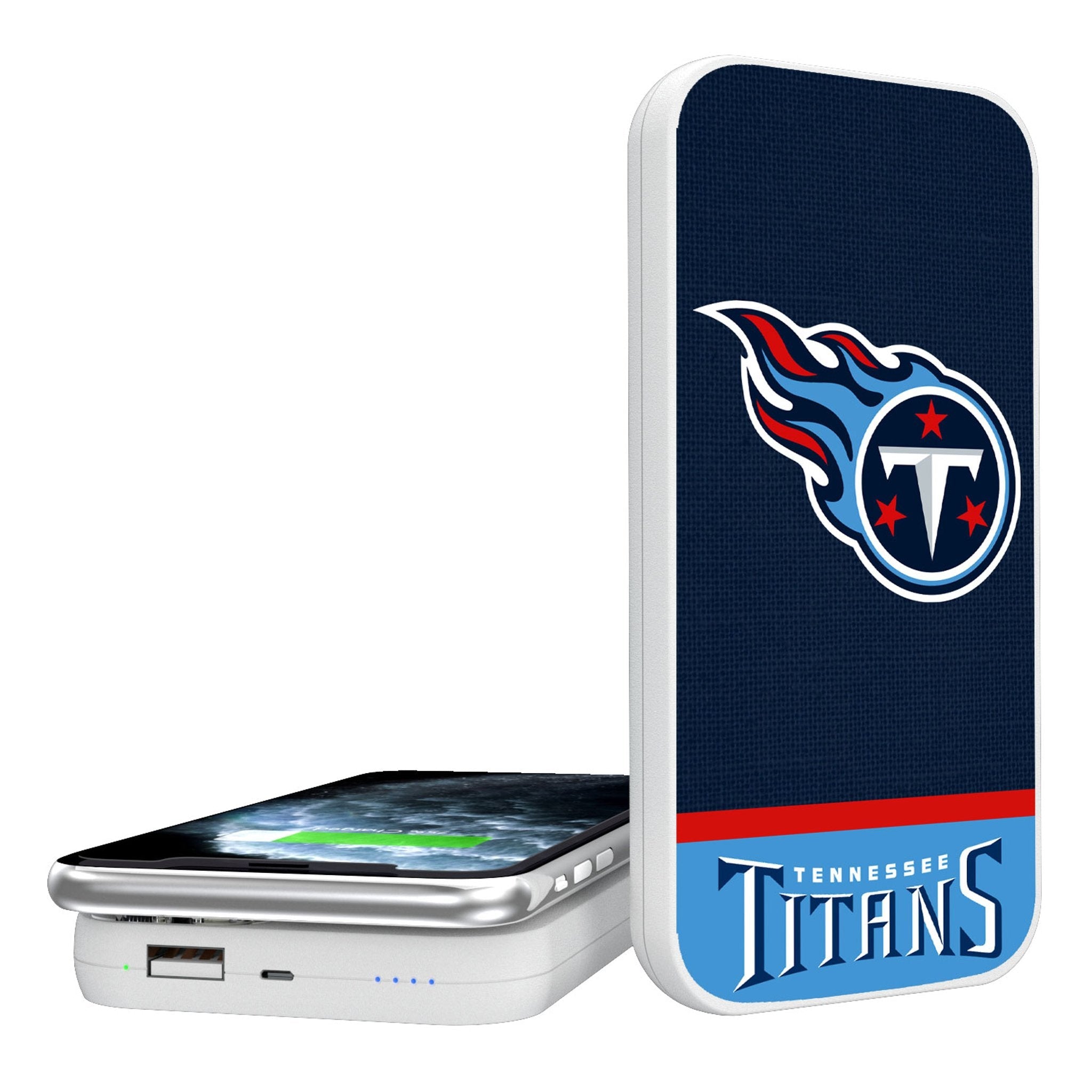 Tennessee Titans Endzone Solid 5000mAh Portable Wireless Charger - Sports Gifts, Sports Memorabilia, Sports Collectibles, Fan Shop