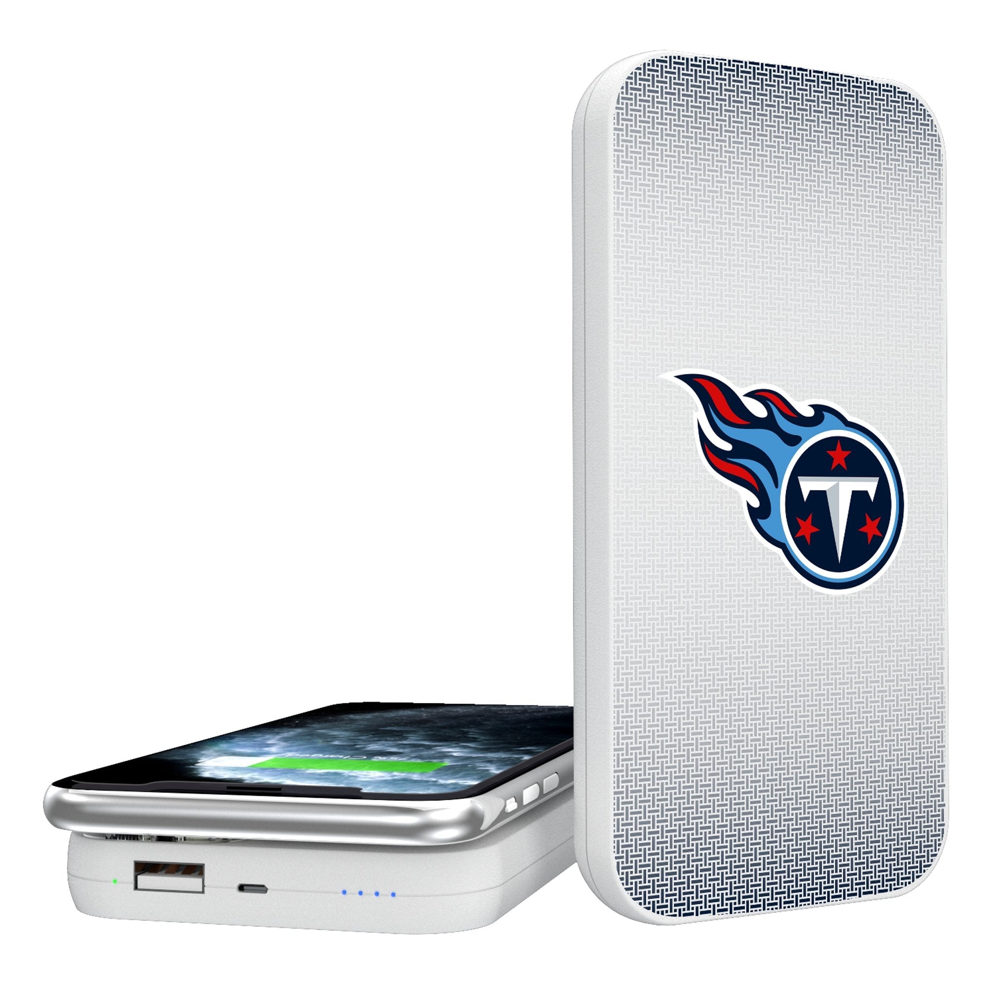 Tennessee Titans Linen 5000mAh Portable Wireless Charger - Sports Gifts, Sports Memorabilia, Sports Collectibles, Fan Shop