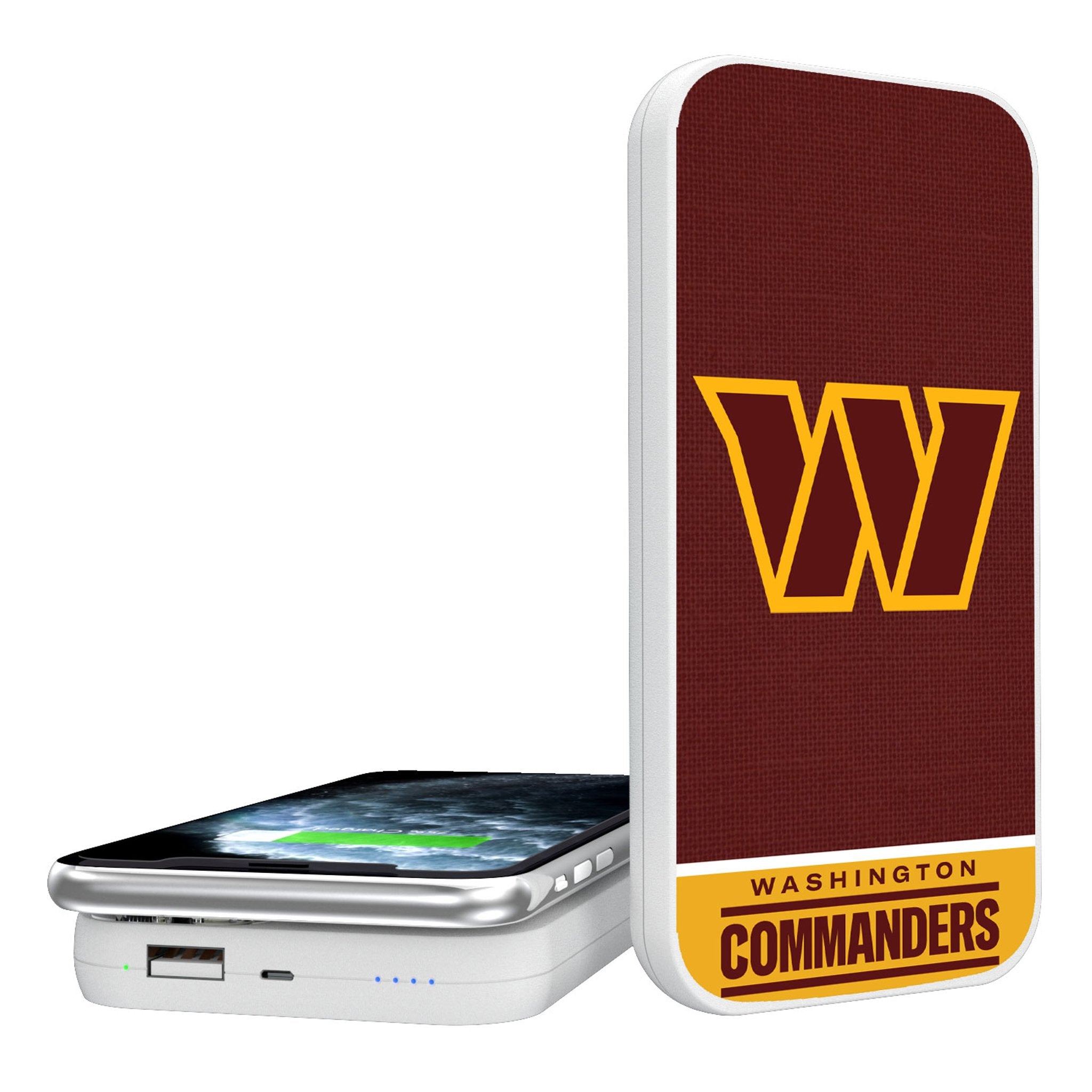 Washington Commanders Endzone Solid 5000mAh Portable Wireless Charger - Sports Gifts, Sports Memorabilia, Sports Collectibles, Fan Shop