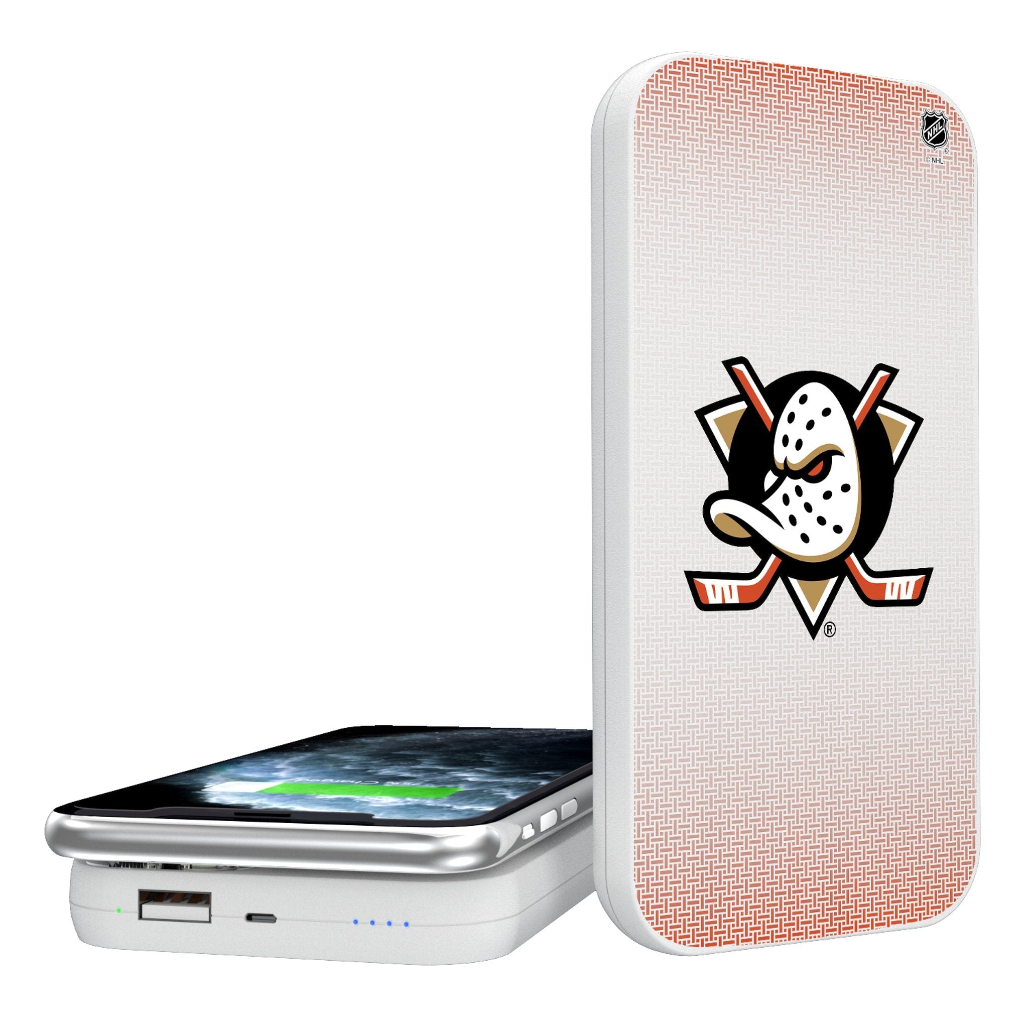 Anaheim Ducks Linen 5000mAh Portable Wireless Charger - Sports Gifts, Sports Memorabilia, Sports Collectibles, Fan Shop