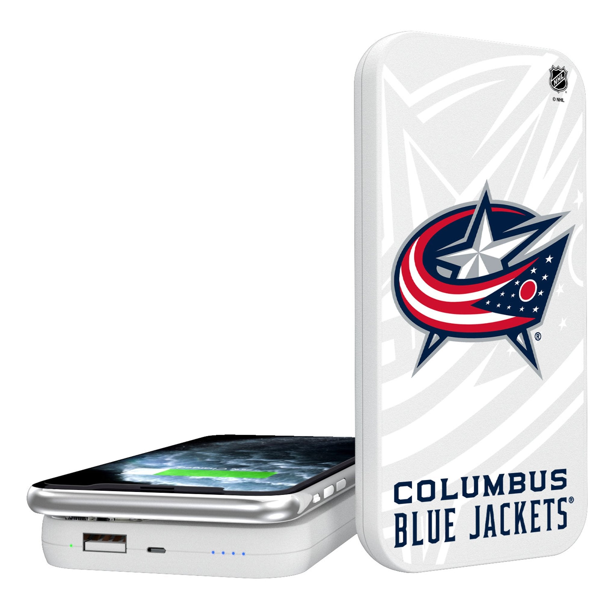 Columbus Blue Jackets Monocolor Tilt 5000mAh Portable Wireless Charger - Sports Gifts, Sports Memorabilia, Sports Collectibles, Fan Shop