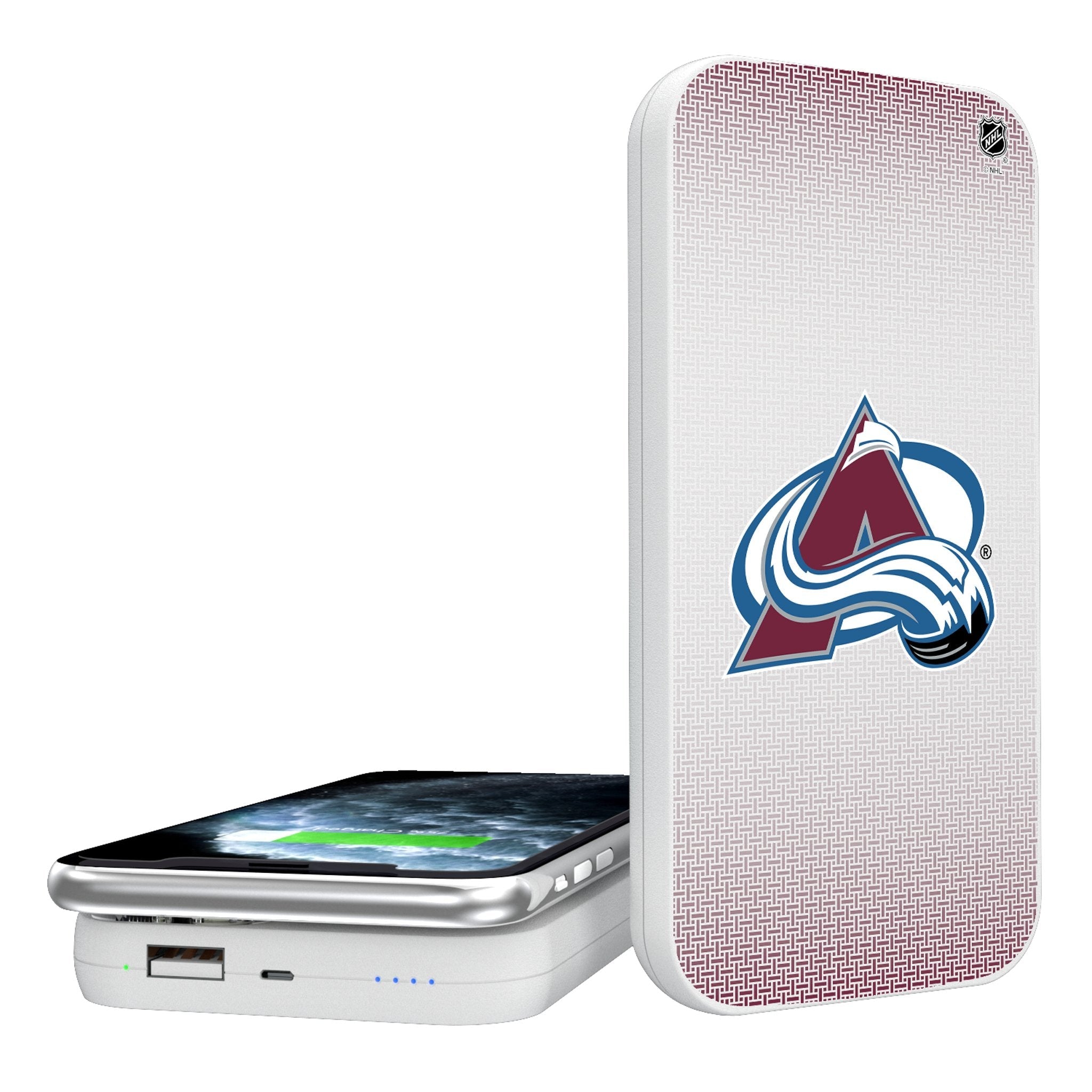 Colorado Avalanche Linen 5000mAh Portable Wireless Charger - Sports Gifts, Sports Memorabilia, Sports Collectibles, Fan Shop