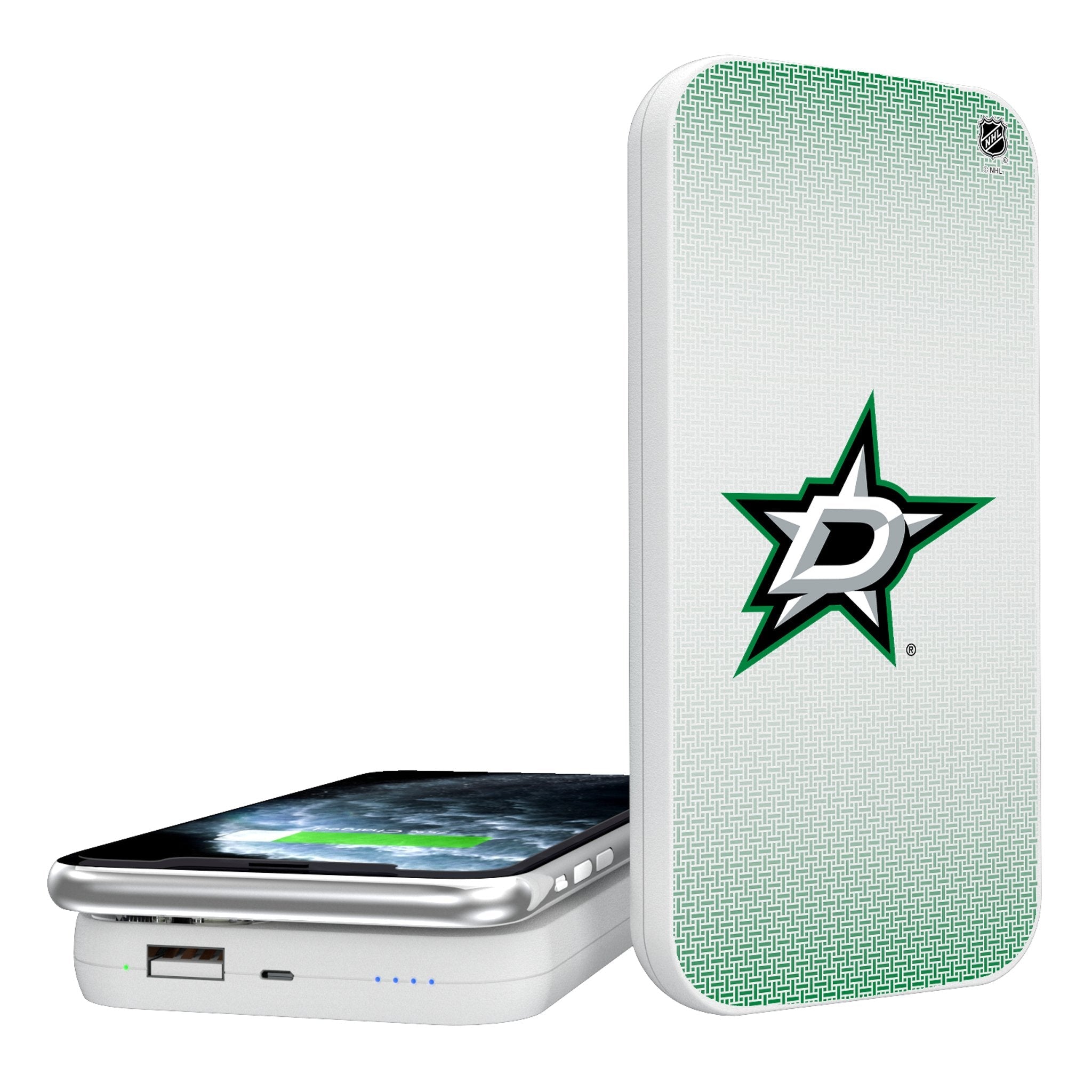 Dallas Stars Linen 5000mAh Portable Wireless Charger - Sports Gifts, Sports Memorabilia, Sports Collectibles, Fan Shop