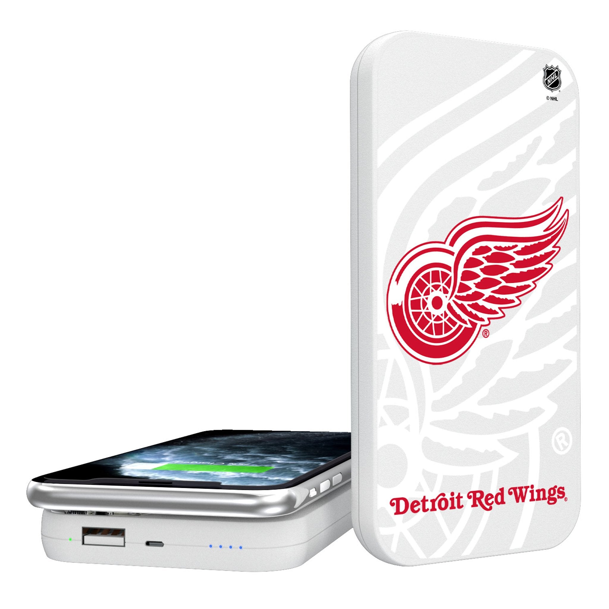 Detroit Red Wings Monocolor Tilt 5000mAh Portable Wireless Charger - Sports Gifts, Sports Memorabilia, Sports Collectibles, Fan Shop