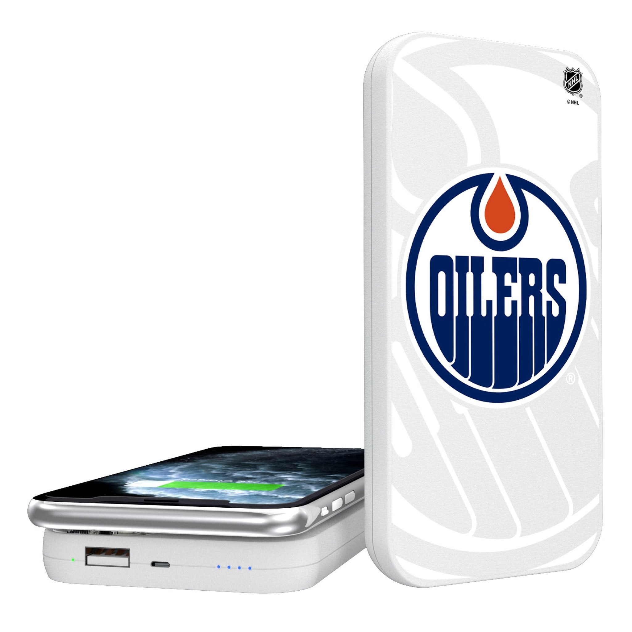 Edmonton Oilers Monocolor Tilt 5000mAh Portable Wireless Charger - Sports Gifts, Sports Memorabilia, Sports Collectibles, Fan Shop