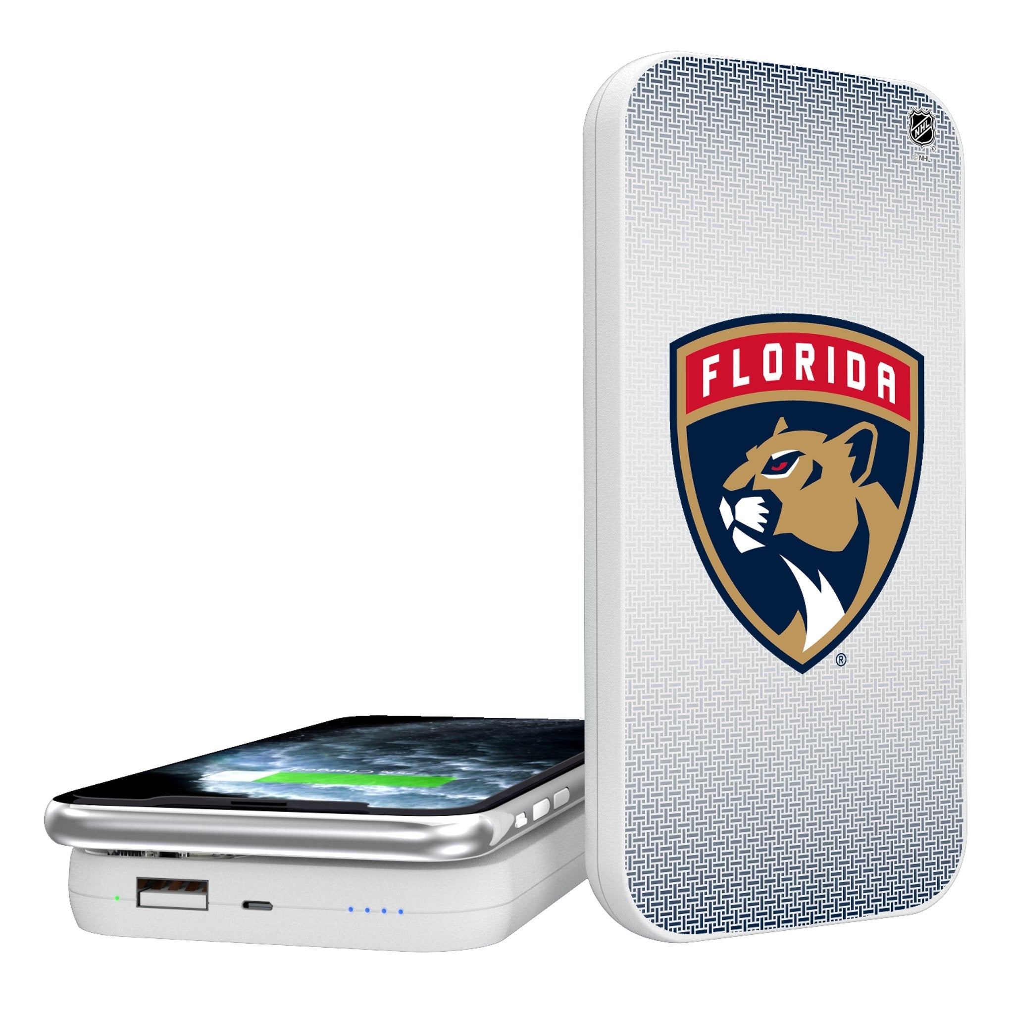 Florida Panthers Linen 5000mAh Portable Wireless Charger - Sports Gifts, Sports Memorabilia, Sports Collectibles, Fan Shop