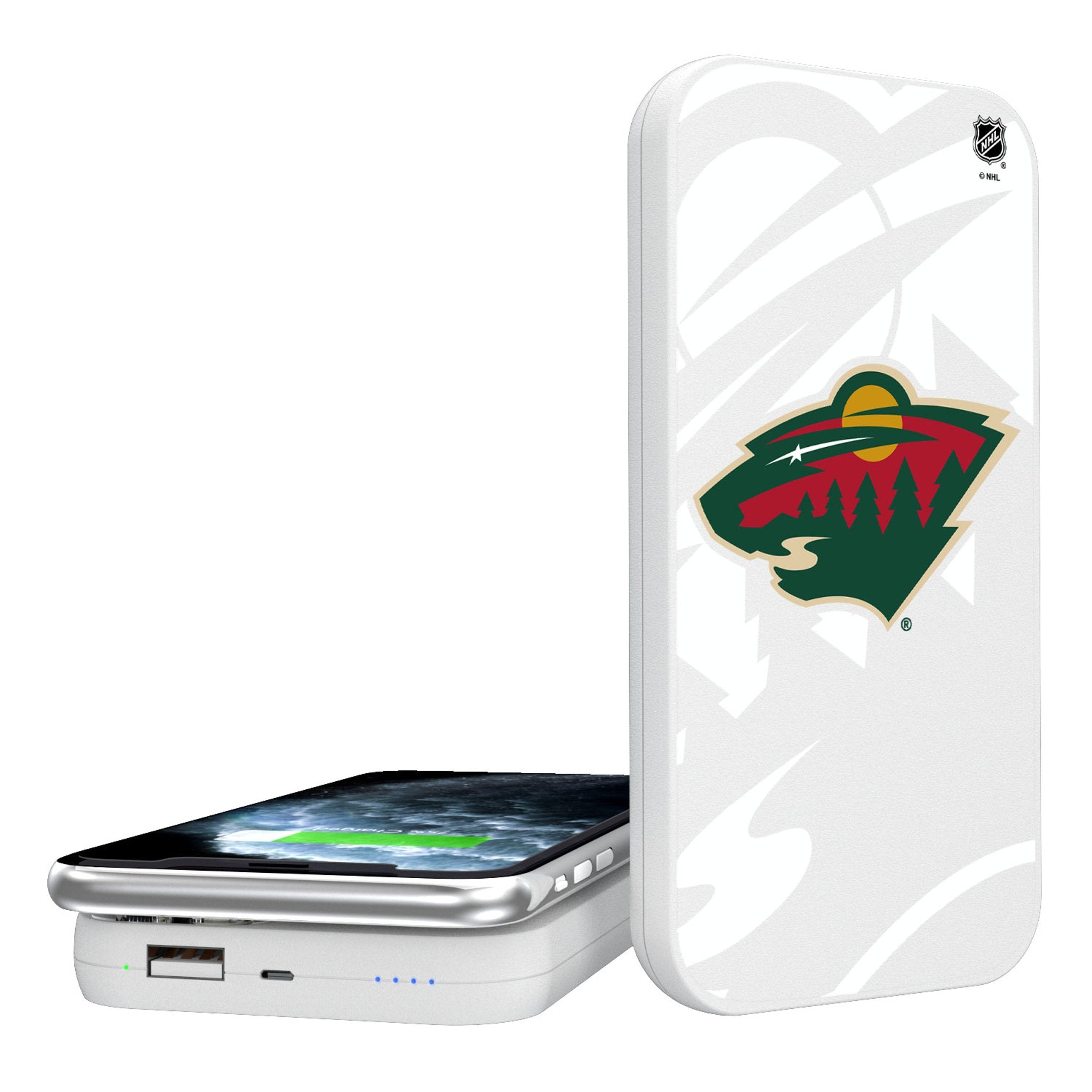 Minnesota Wild Monocolor Tilt 5000mAh Portable Wireless Charger - Sports Gifts, Sports Memorabilia, Sports Collectibles, Fan Shop