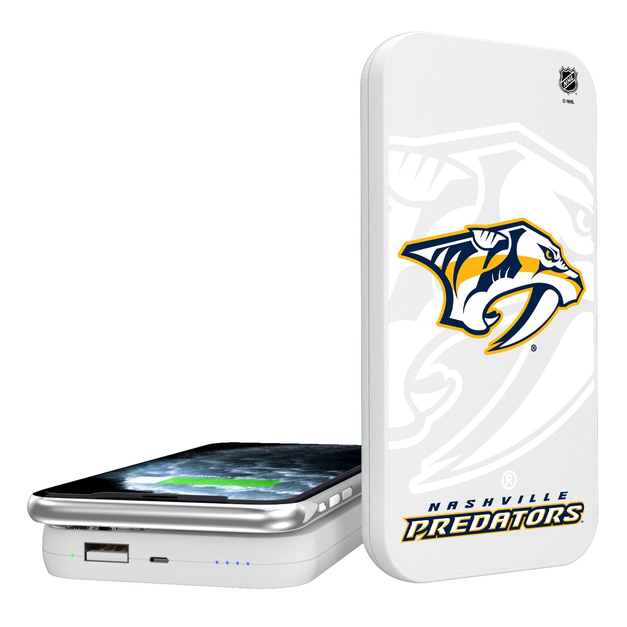 Nashville Predators Monocolor Tilt 5000mAh Portable Wireless Charger - Sports Gifts, Sports Memorabilia, Sports Collectibles, Fan Shop