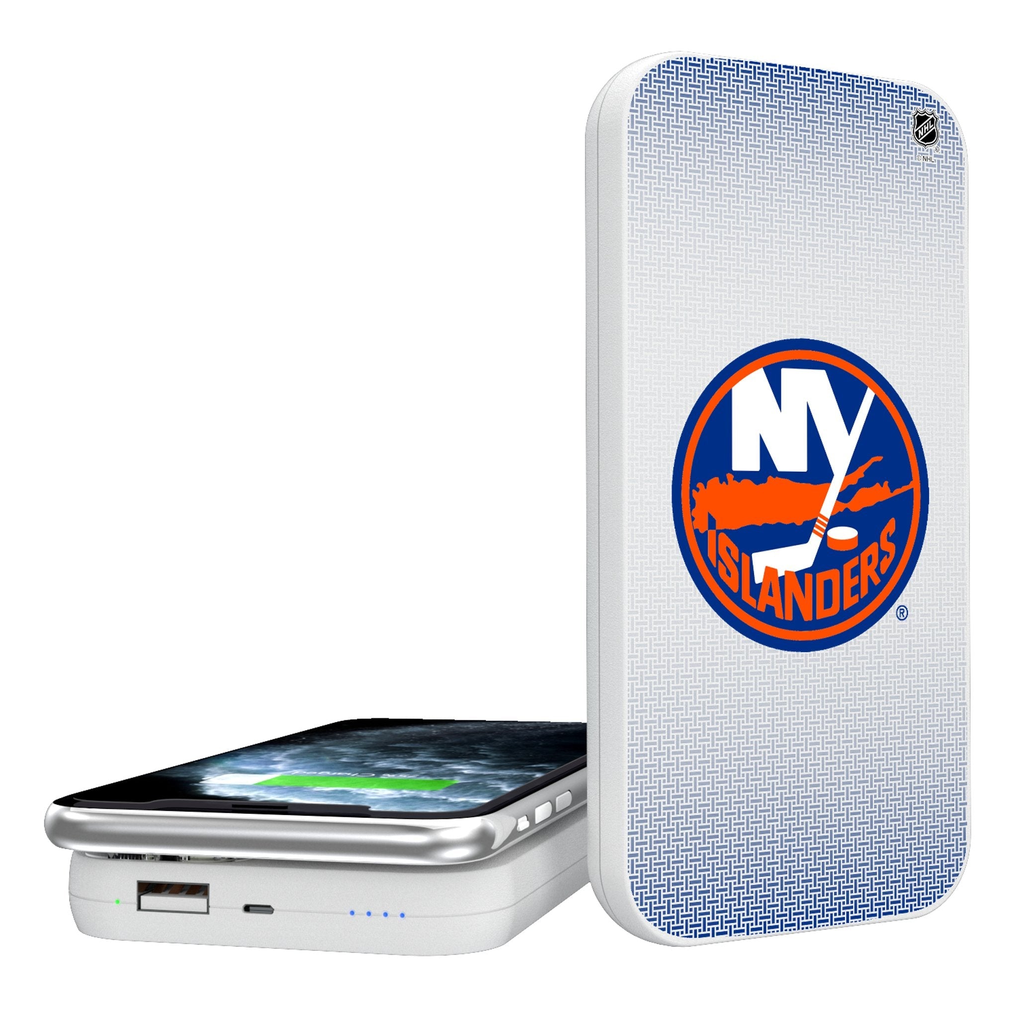 New York Islanders Linen 5000mAh Portable Wireless Charger - Sports Gifts, Sports Memorabilia, Sports Collectibles, Fan Shop