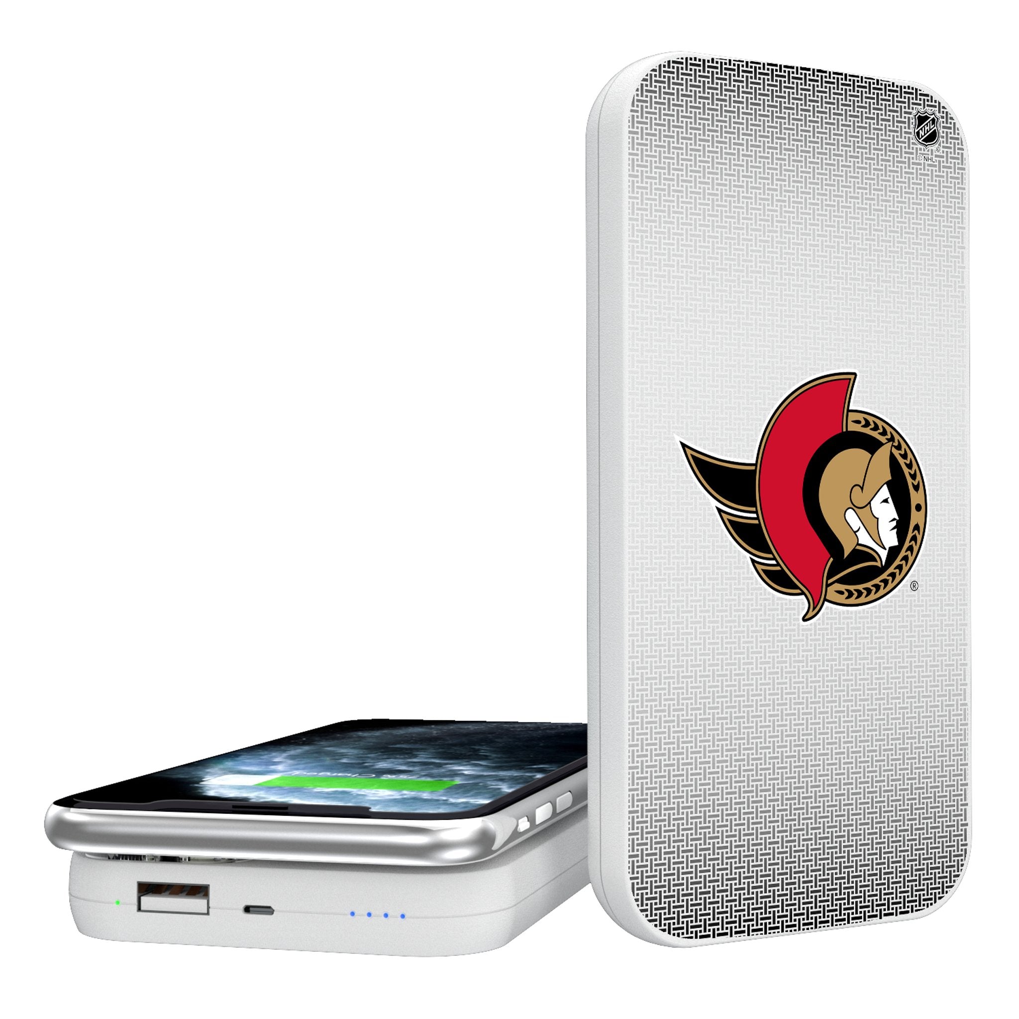 Ottawa Senators Linen 5000mAh Portable Wireless Charger - Sports Gifts, Sports Memorabilia, Sports Collectibles, Fan Shop