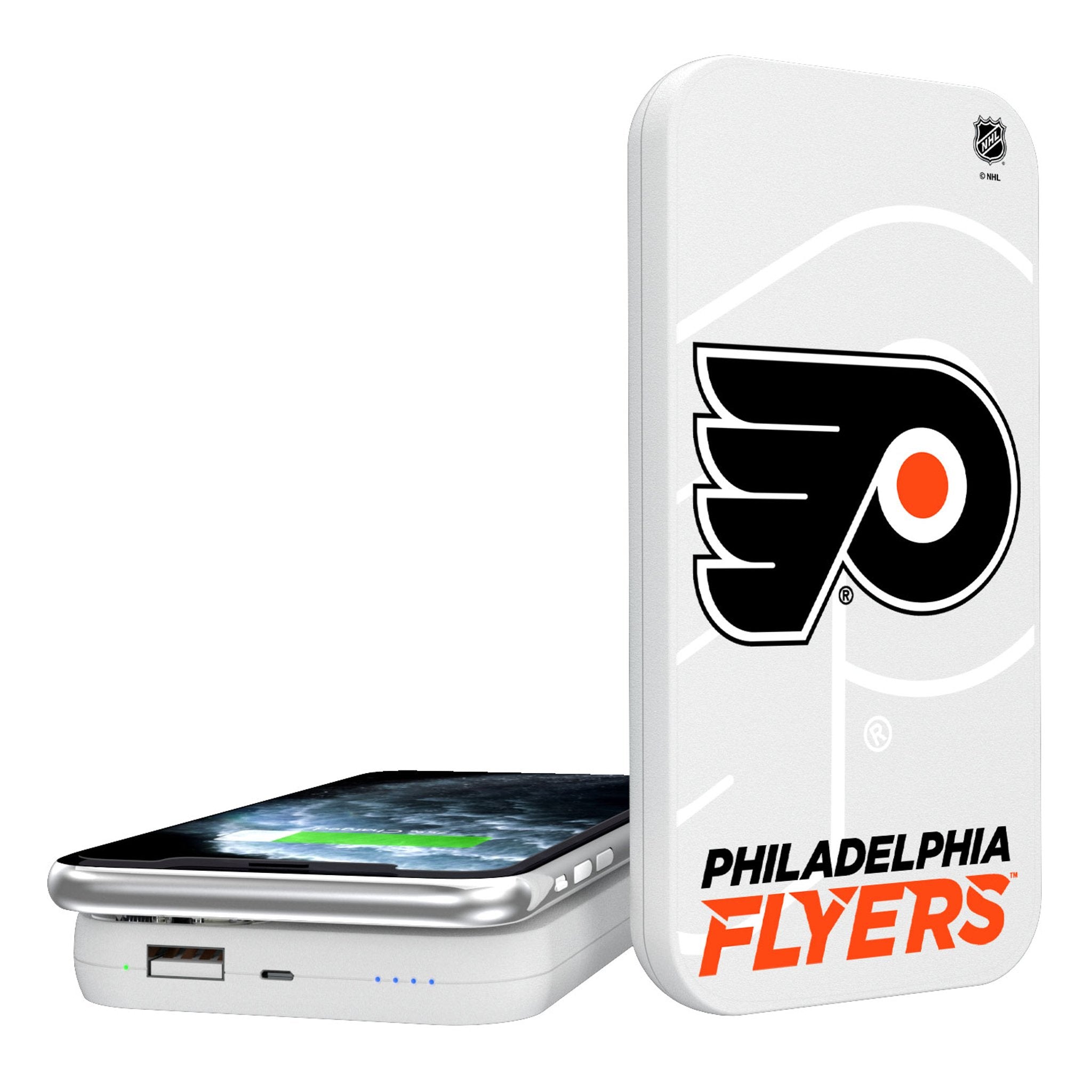 Philadelphia Flyers Monocolor Tilt 5000mAh Portable Wireless Charger - Sports Gifts, Sports Memorabilia, Sports Collectibles, Fan Shop