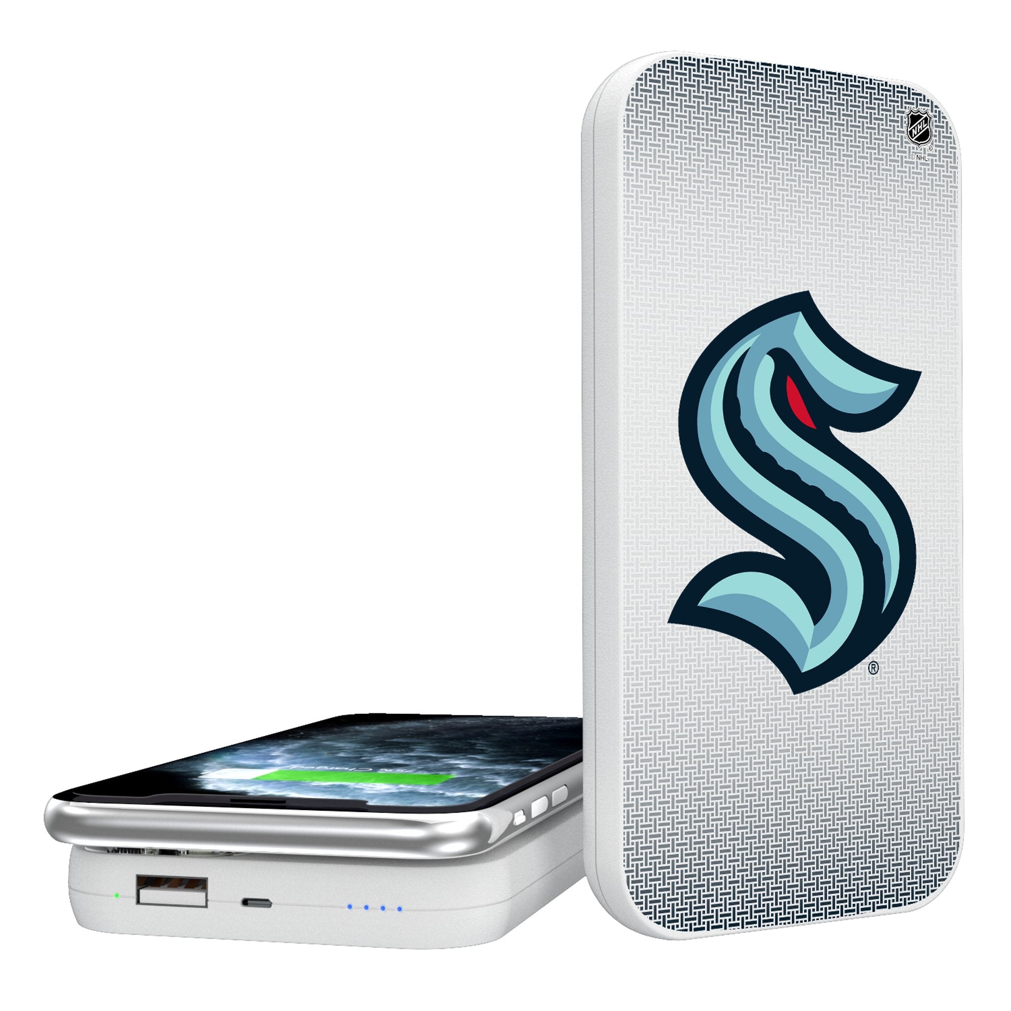 Seattle Kraken Linen 5000mAh Portable Wireless Charger - Sports Gifts, Sports Memorabilia, Sports Collectibles, Fan Shop
