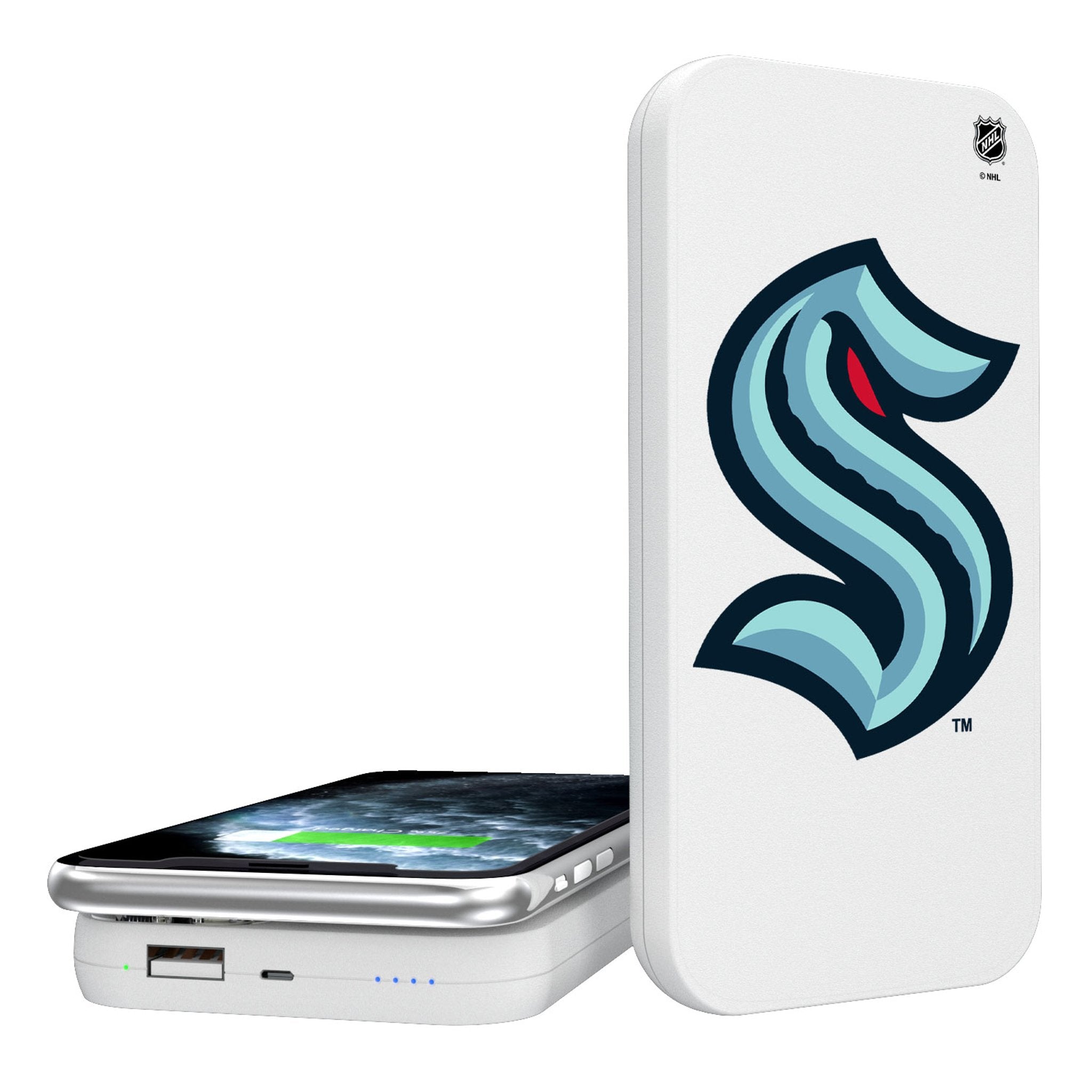 Seattle Kraken Monocolor Tilt 5000mAh Portable Wireless Charger - Sports Gifts, Sports Memorabilia, Sports Collectibles, Fan Shop