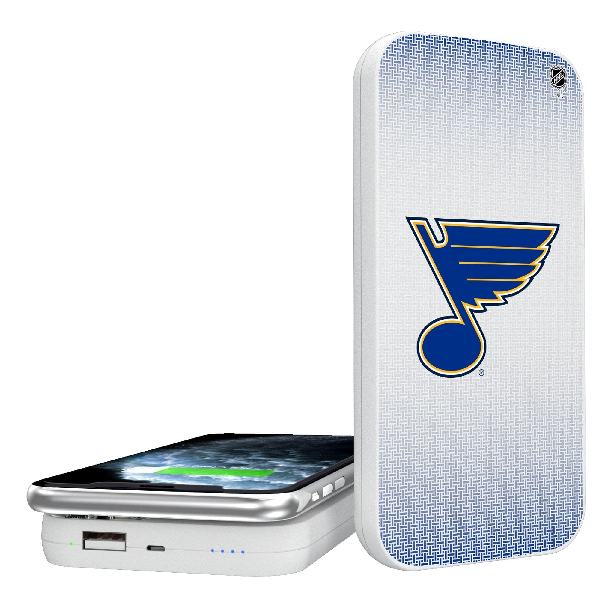 St. Louis Blues Linen 5000mAh Portable Wireless Charger - Sports Gifts, Sports Memorabilia, Sports Collectibles, Fan Shop
