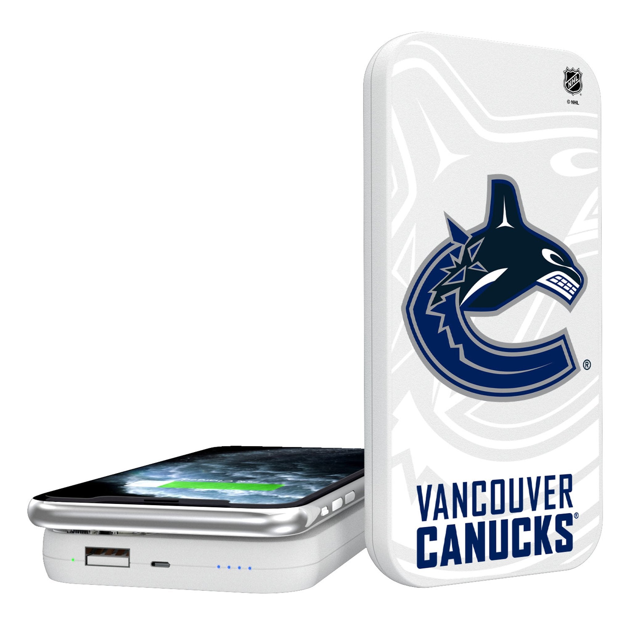 Vancouver Canucks Monocolor Tilt 5000mAh Portable Wireless Charger - Sports Gifts, Sports Memorabilia, Sports Collectibles, Fan Shop