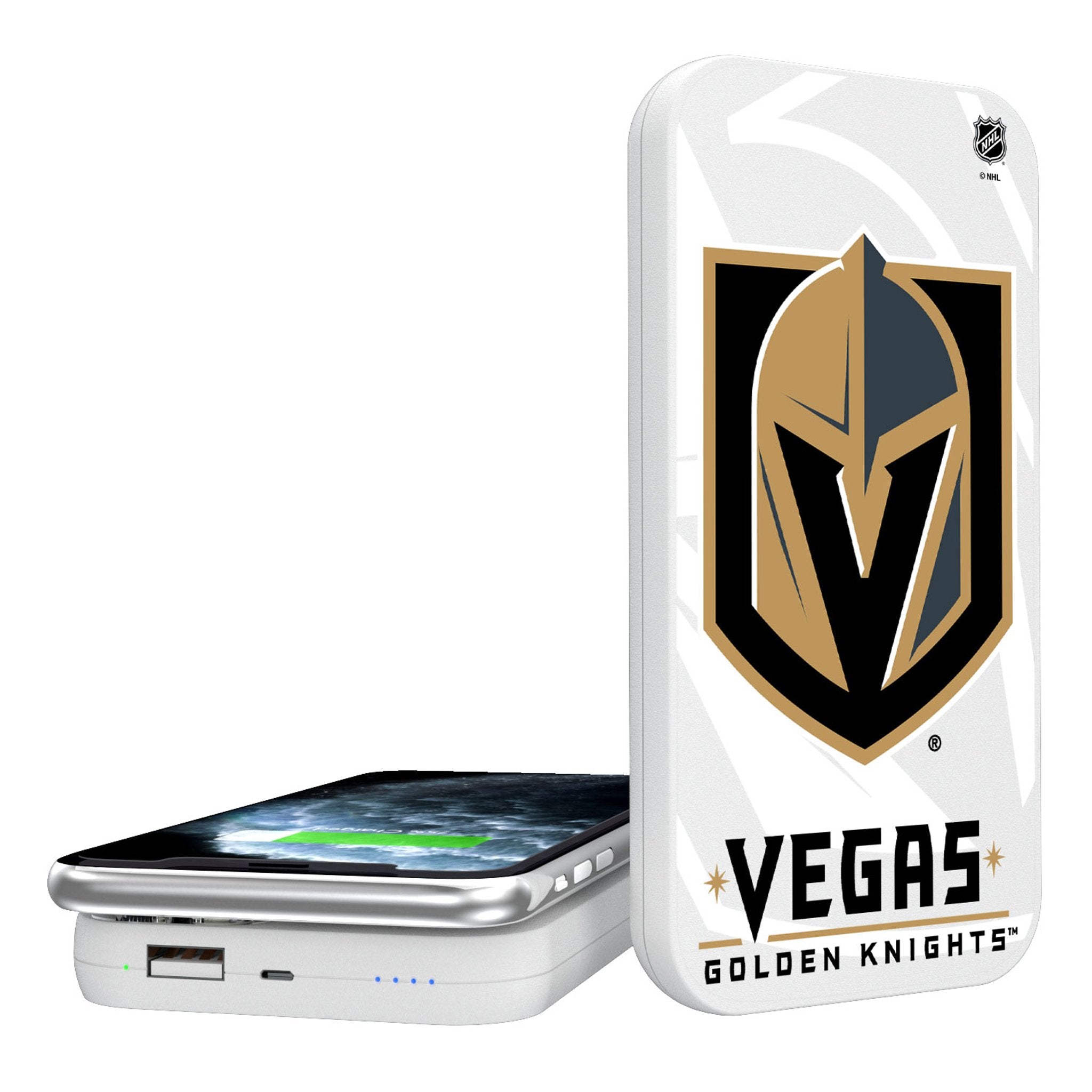 Vegas Golden Knights Monocolor Tilt 5000mAh Portable Wireless Charger - Sports Gifts, Sports Memorabilia, Sports Collectibles, Fan Shop