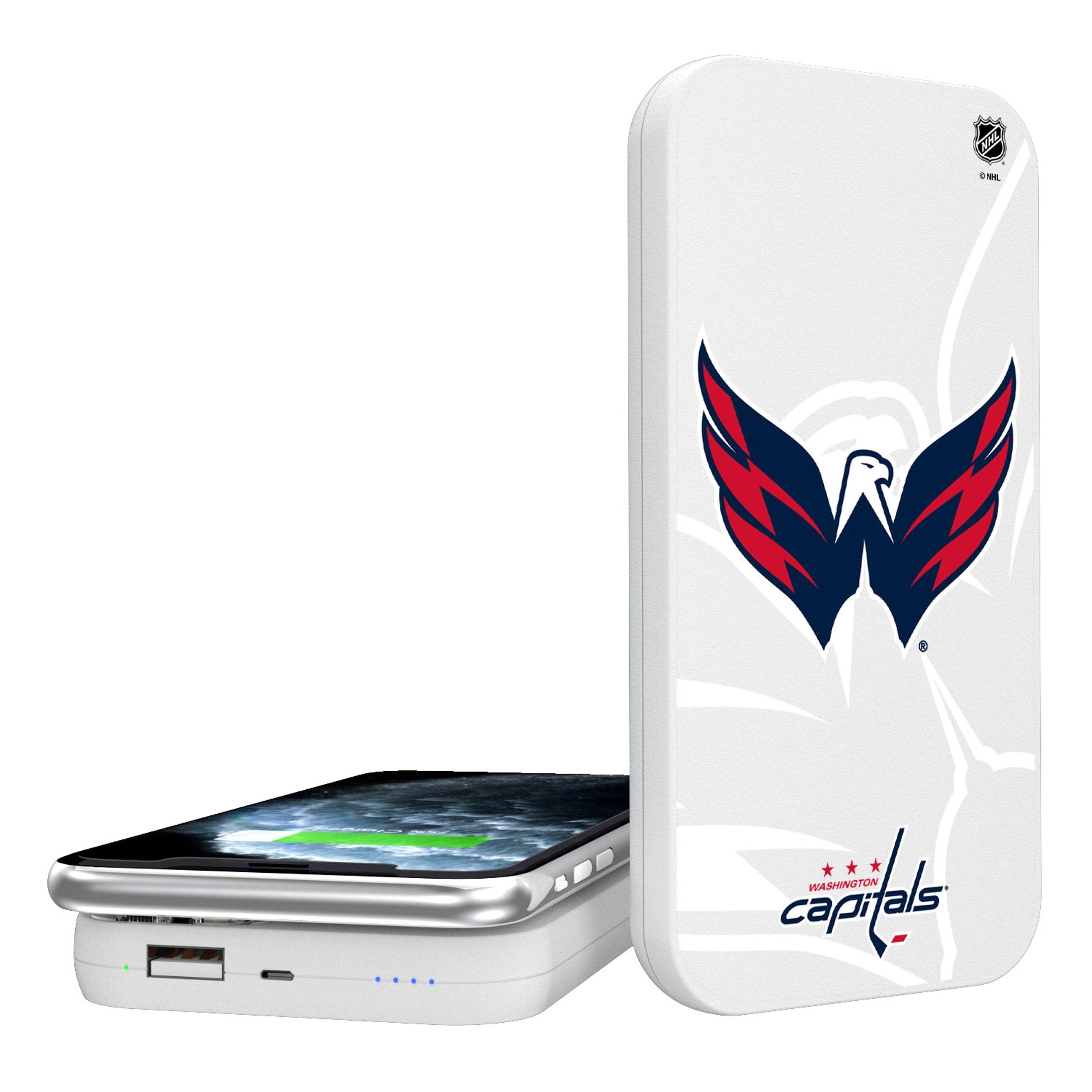 Washington Capitals Monocolor Tilt 5000mAh Portable Wireless Charger - Sports Gifts, Sports Memorabilia, Sports Collectibles, Fan Shop