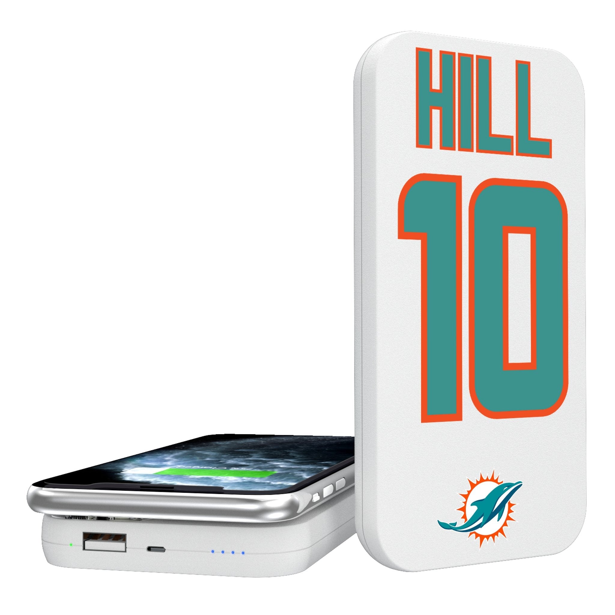 Tyreek Hill Miami Dolphins 10 Ready 5000mAh Portable Wireless Charger - Sports Gifts, Sports Memorabilia, Sports Collectibles, Fan Shop