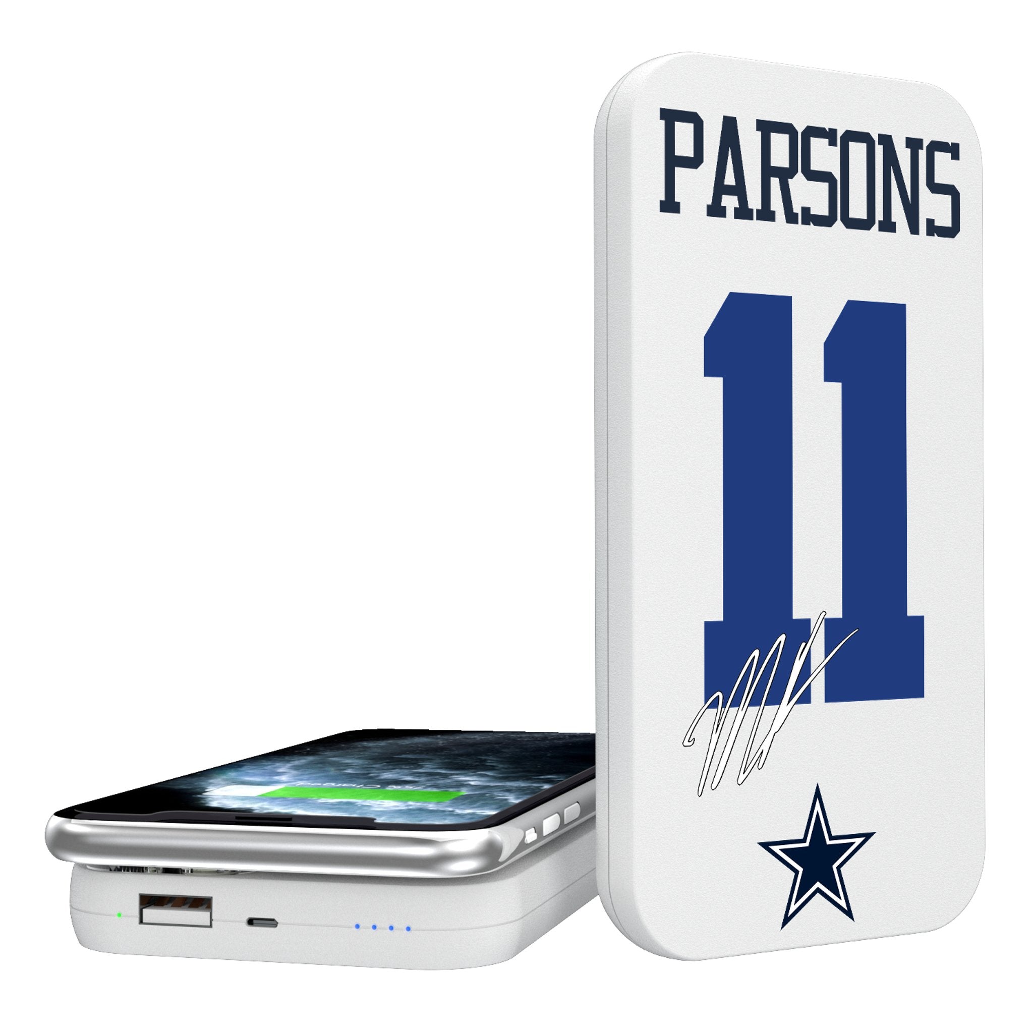 Micah Parsons Dallas Cowboys 11 Ready 5000mAh Portable Wireless Charger - Sports Gifts, Sports Memorabilia, Sports Collectibles, Fan Shop
