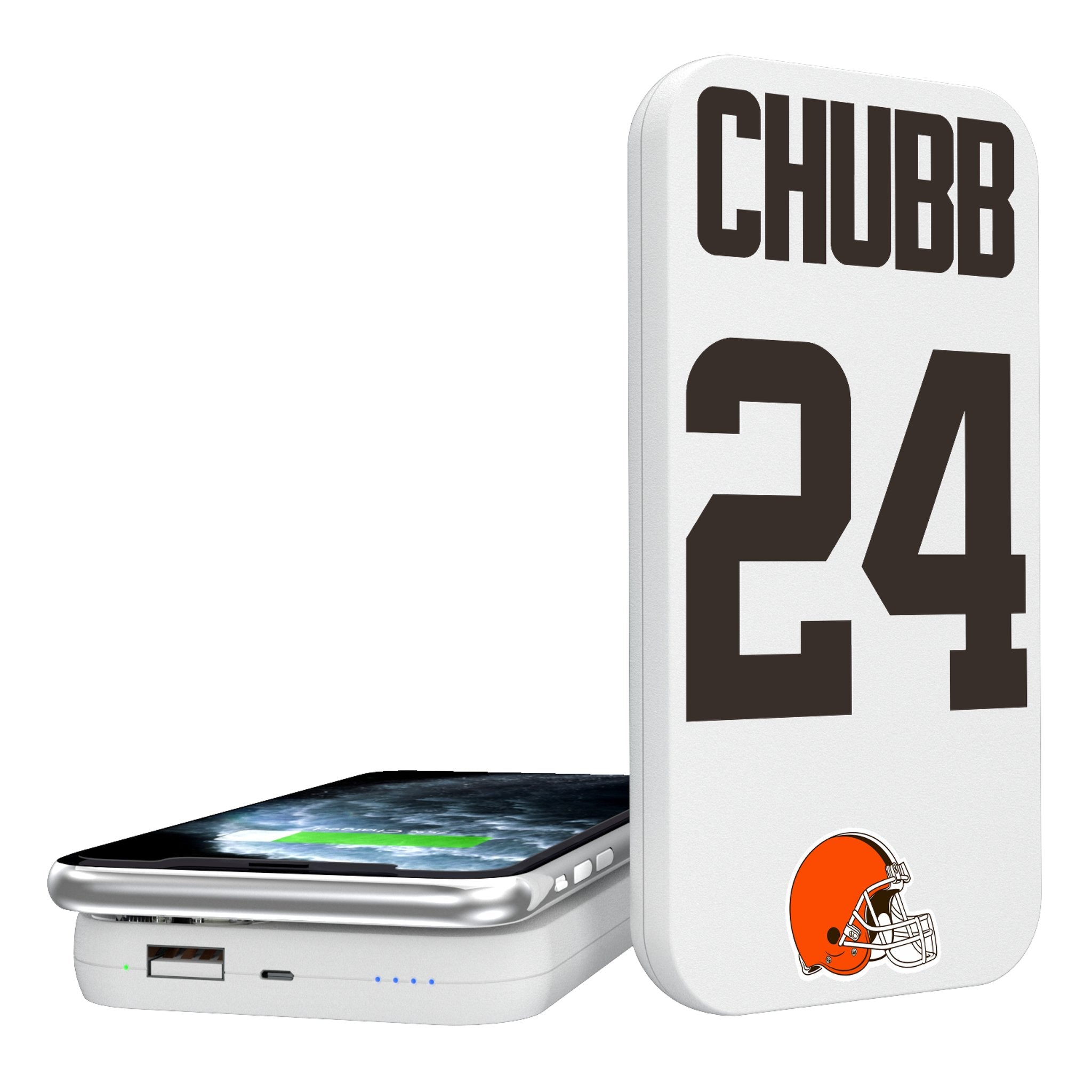 Nick Chubb Cleveland Browns 24 Ready 5000mAh Portable Wireless Charger - Sports Gifts, Sports Memorabilia, Sports Collectibles, Fan Shop