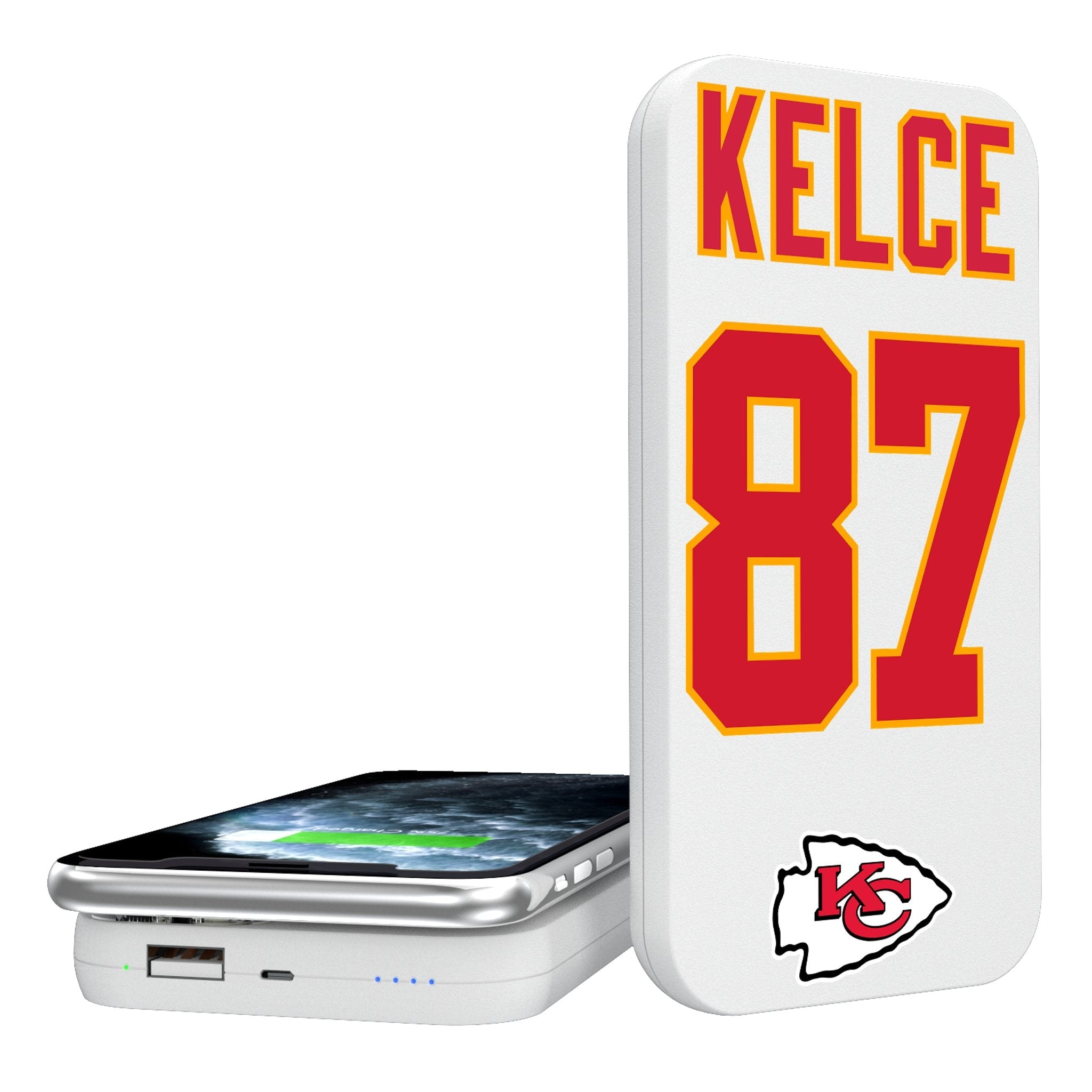 Travis Kelce Kansas City Chiefs 87 Ready 5000mAh Portable Wireless Charger - Sports Gifts, Sports Memorabilia, Sports Collectibles, Fan Shop