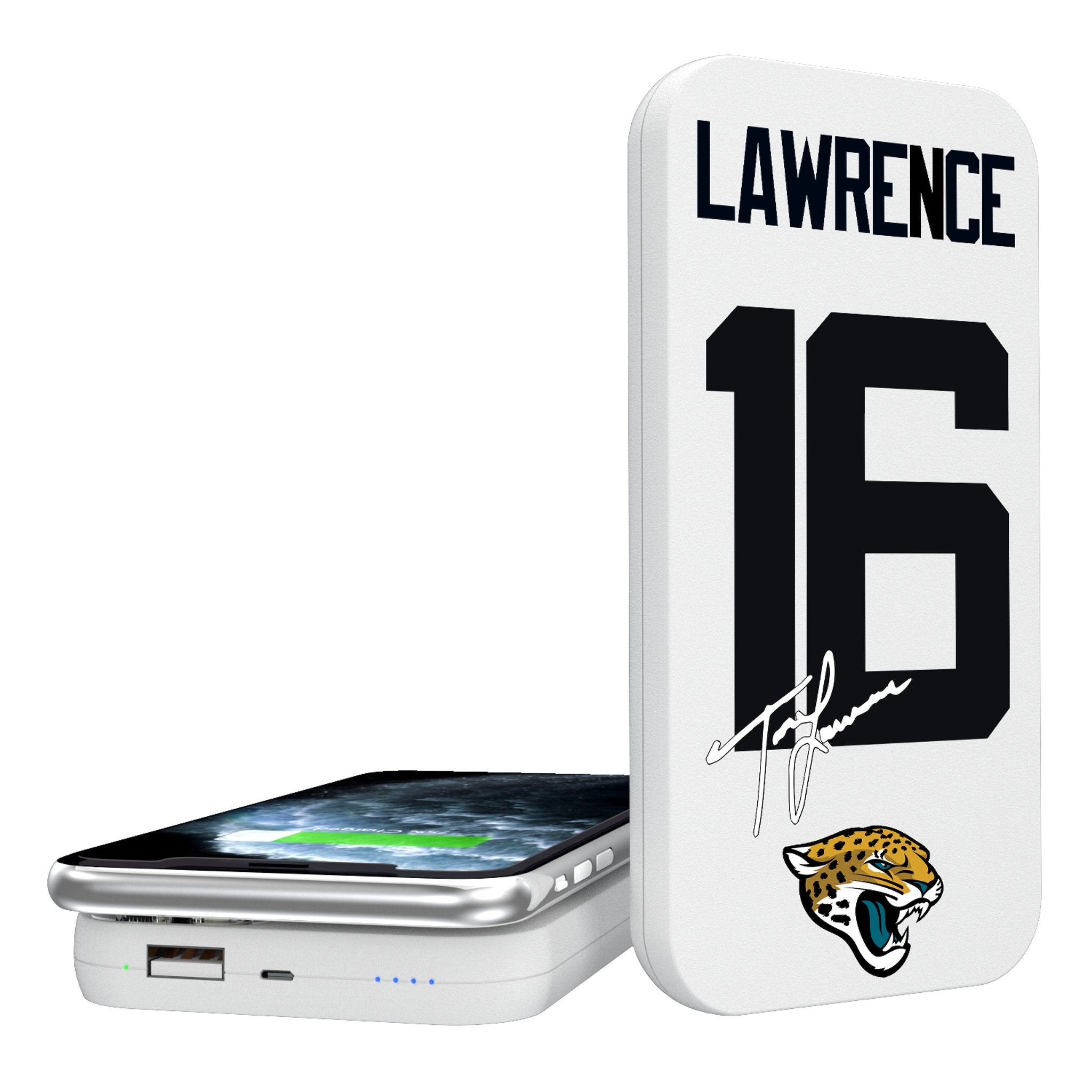 Trevor Lawrence Jacksonville Jaguars 16 Ready 5000mAh Portable Wireless Charger - Sports Gifts, Sports Memorabilia, Sports Collectibles, Fan Shop