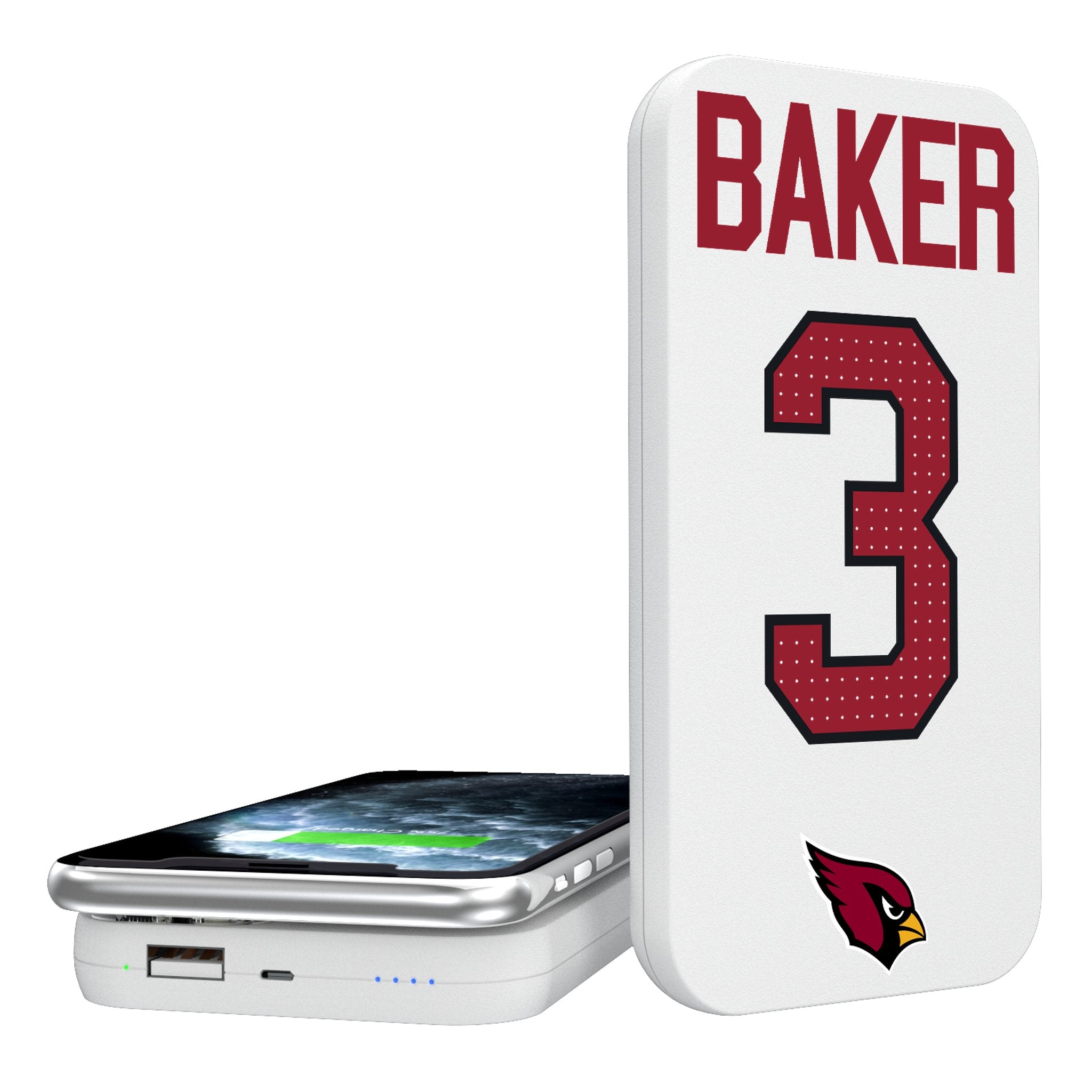 Budda Baker Arizona Cardinals 3 Ready 5000mAh Portable Wireless Charger - Sports Gifts, Sports Memorabilia, Sports Collectibles, Fan Shop