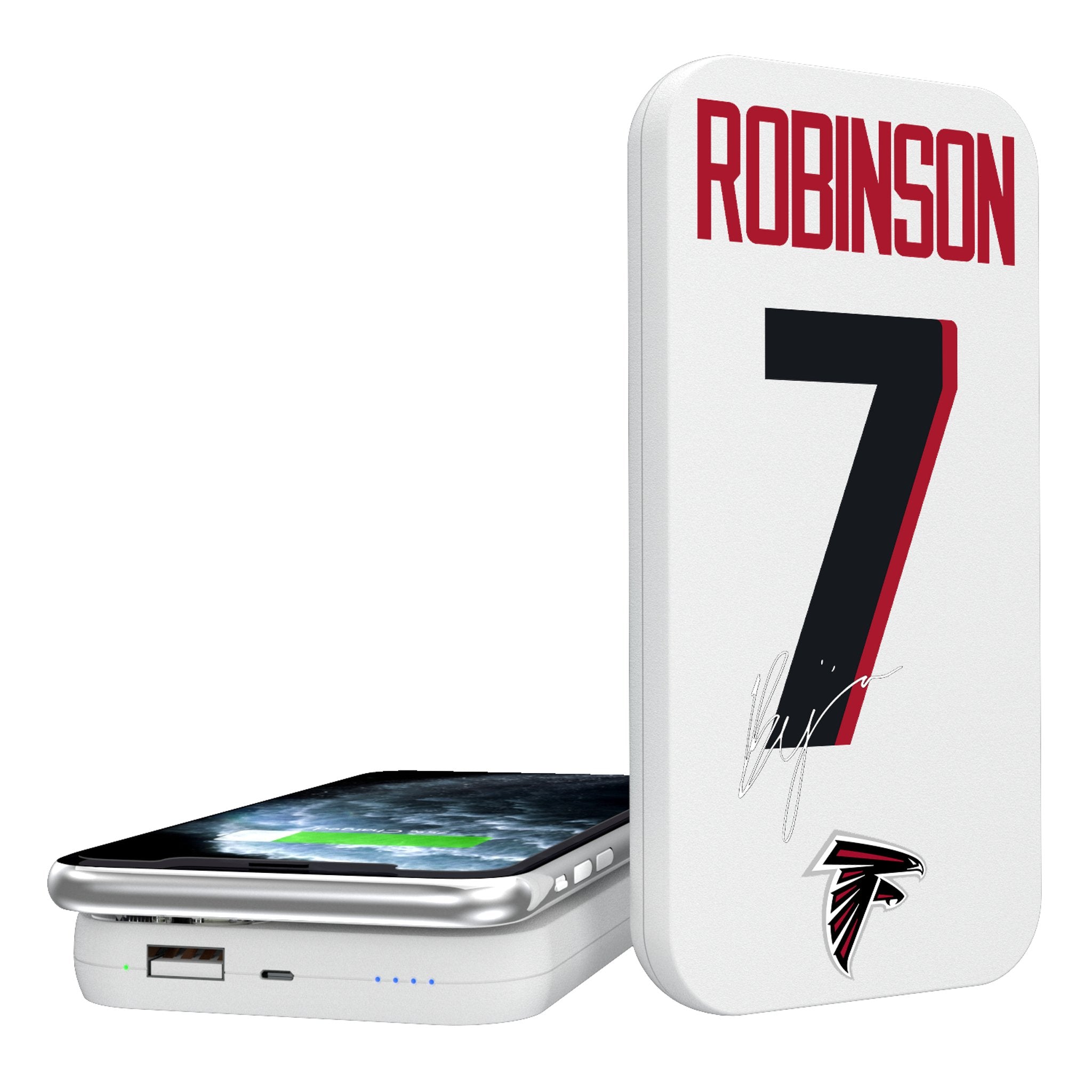 Bijan Robinson Atlanta Falcons 7 Ready 5000mAh Portable Wireless Charger - Sports Gifts, Sports Memorabilia, Sports Collectibles, Fan Shop