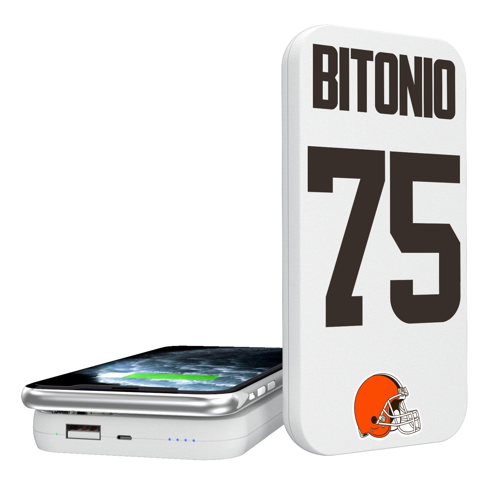 Joel Bitonio Cleveland Browns 75 Ready 5000mAh Portable Wireless Charger - Sports Gifts, Sports Memorabilia, Sports Collectibles, Fan Shop