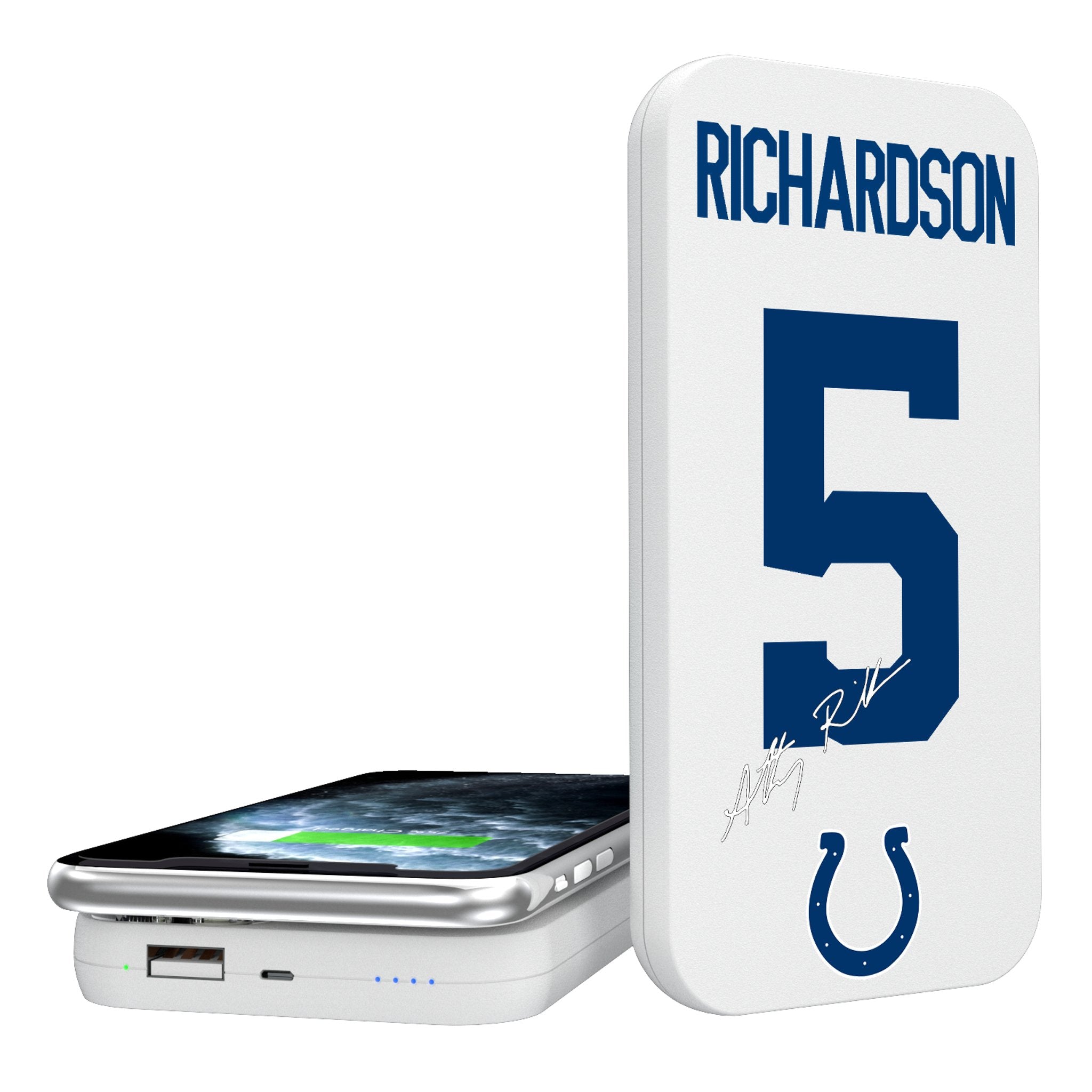 Anthony Richardson Indianapolis Colts 5 Ready 5000mAh Portable Wireless Charger - Sports Gifts, Sports Memorabilia, Sports Collectibles, Fan Shop