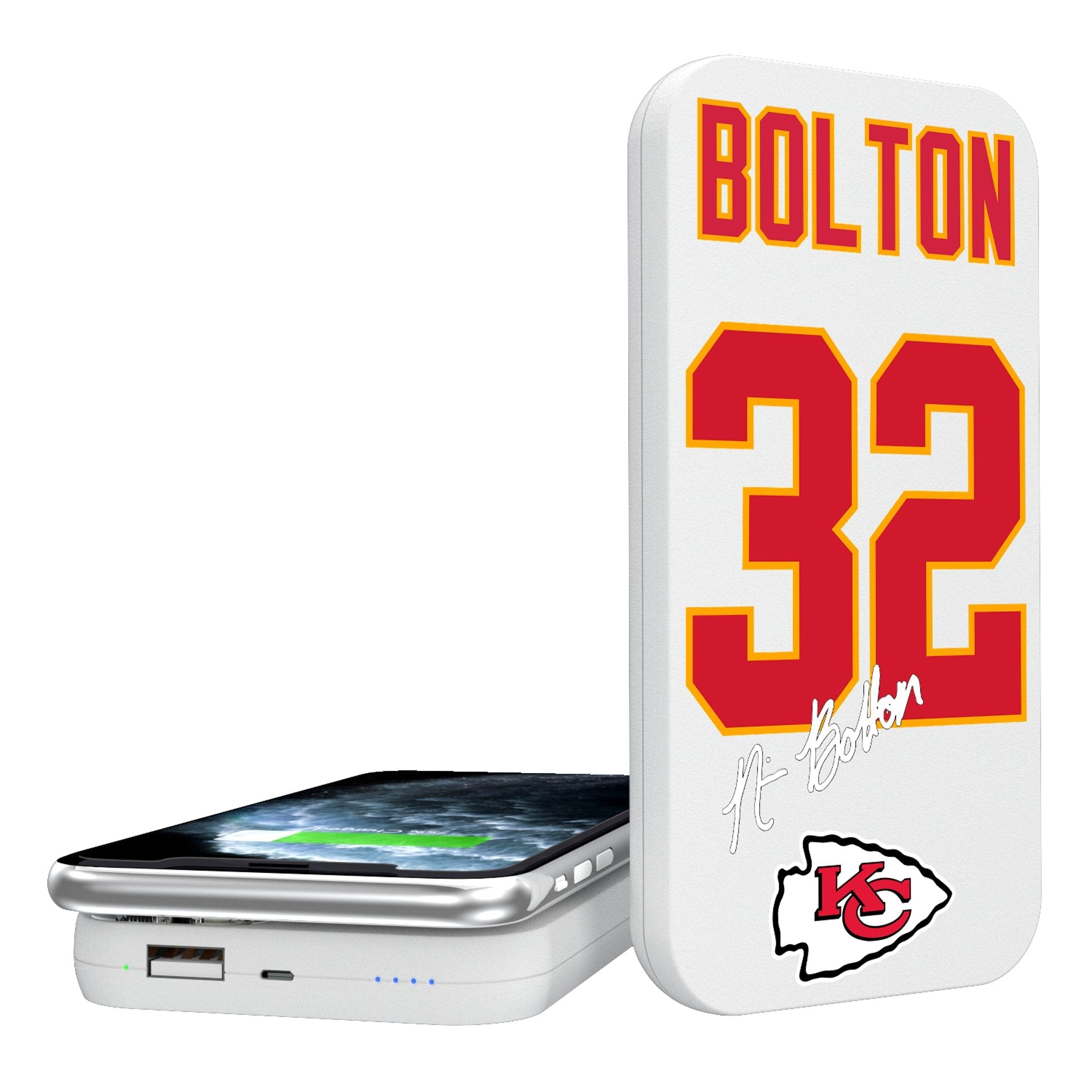 Nick Bolton Kansas City Chiefs 32 Ready 5000mAh Portable Wireless Charger - Sports Gifts, Sports Memorabilia, Sports Collectibles, Fan Shop